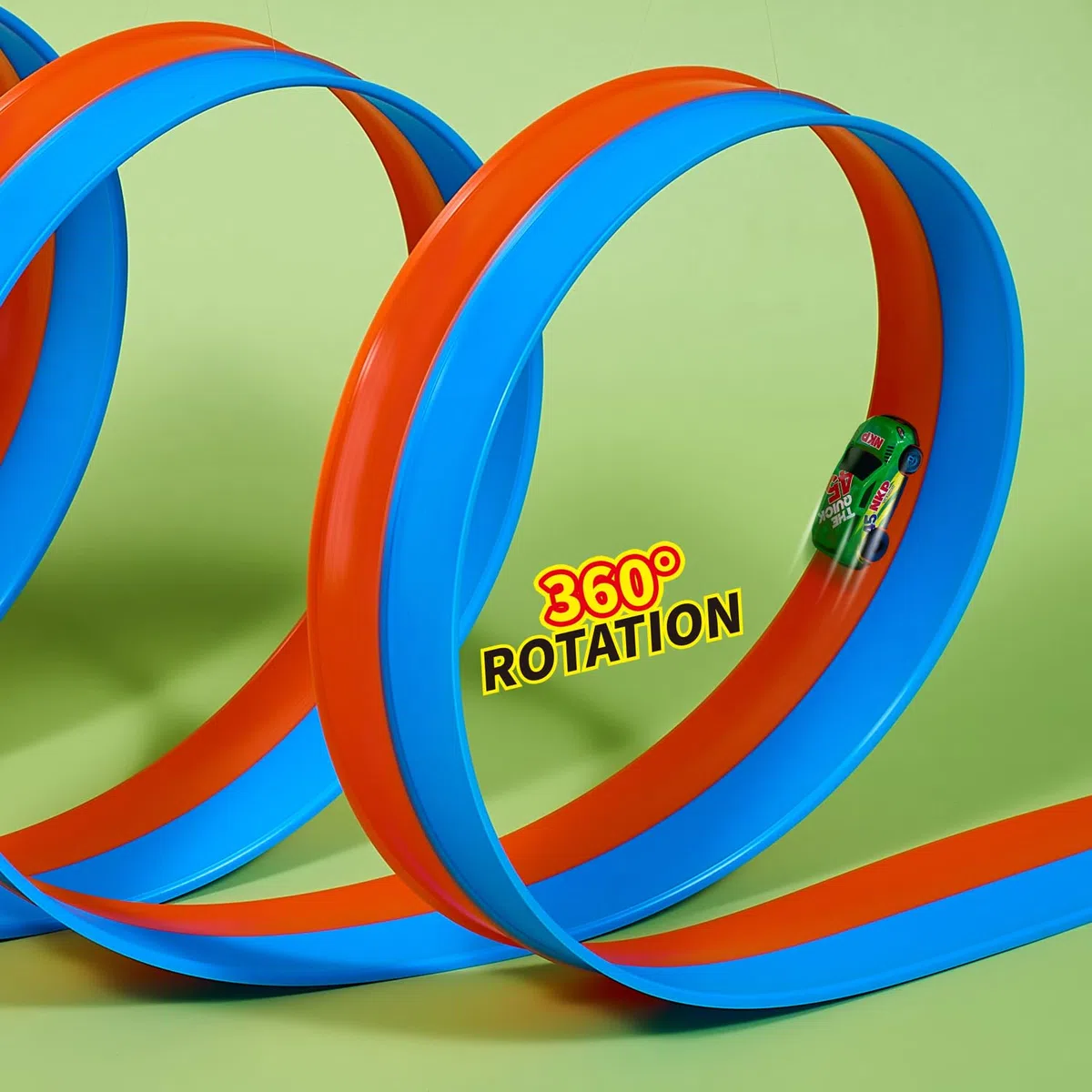 Circuit de Voiture Flexible 6M avec Ventouses & 4 Voitures à Ressort | Piste Double Couleur Bleu & Orange | Piste Portable pour Enfants 3–8 Ans | Jouet Cadeau Course