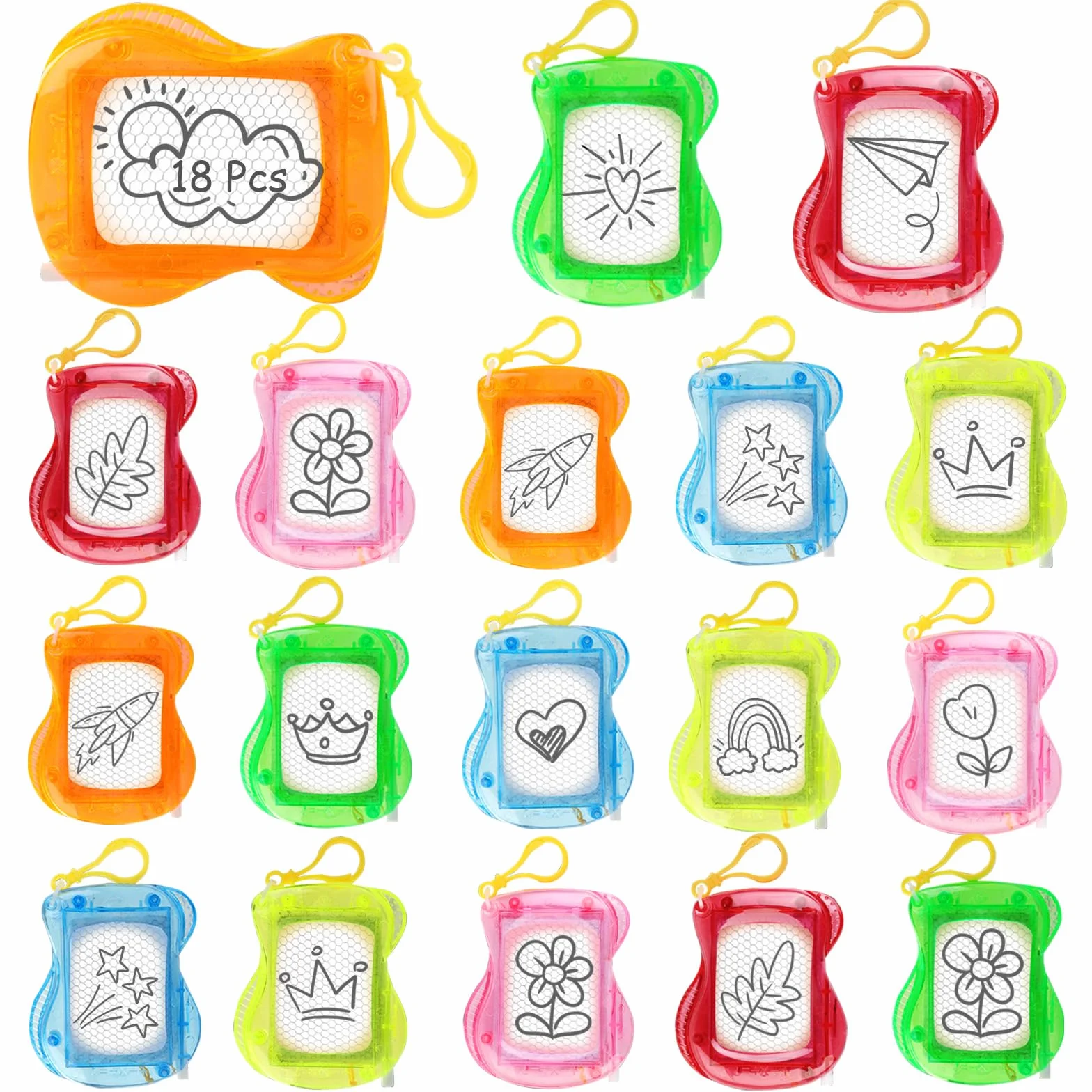 Lot de 18 mini tableaux magiques à colorier magnétiques pour enfants - Petit cadeau d'anniversaire d'enfant - Porte-clés