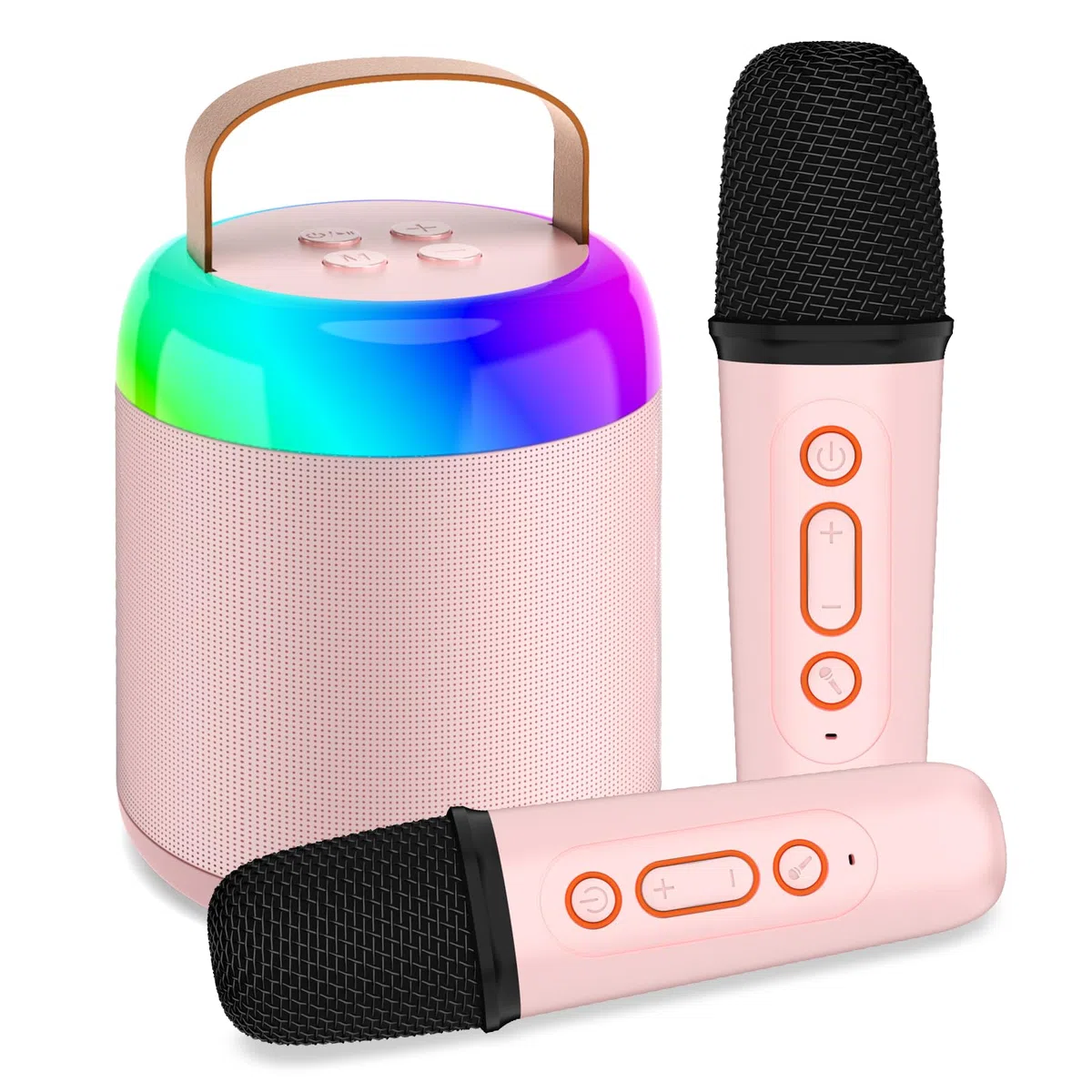 Micro Karaoke Enfants avec 2 Micro sans Fil, Micro Karaoke sans Fil Portables pour Filles avec Lumières De Fête LED Jouet Filles, Cadeau Anniversaire pour Enfants De 3 à 18 Ans（Pink）