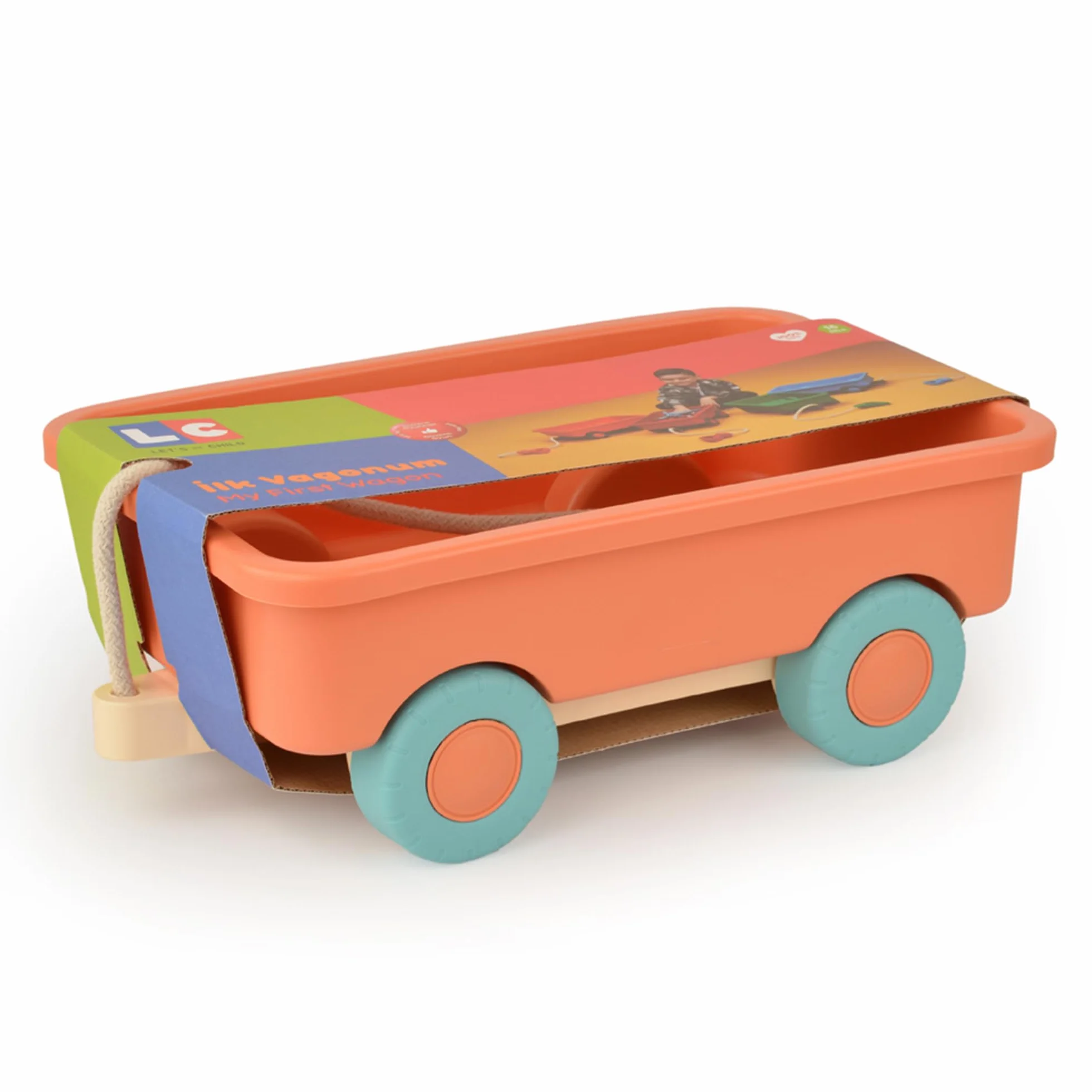 Chariot de traction pour enfants - Pour l'intérieur et l'extérieur - Convient pour les enfants à partir de 2 ans - Jouet de jardin et de plage - Cadeaux pour filles et garçons (saumon)