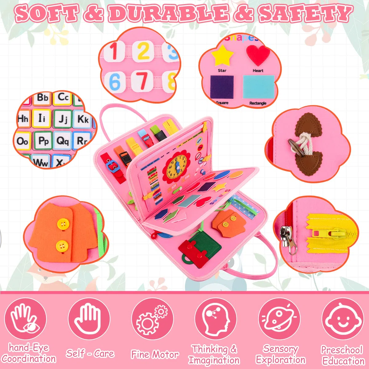 Busy Board Montessori pour Enfants,Planche Montessori, Tableau Sensoriel d'Activités pour Apprendre Motricité Fine,Jouets éducatifs Jeux Montessori pour Garcon Fille BéBé