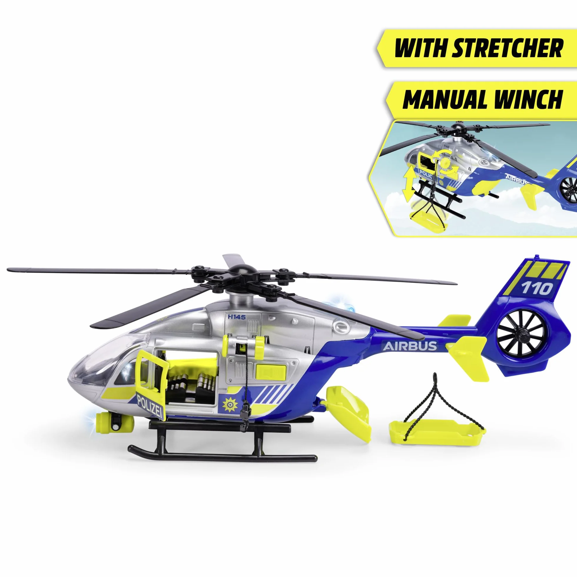 Dickie - Hélicoptère SOS 36cm - Pâles rotatives 36cm - Treuil Mobile - 203716028038