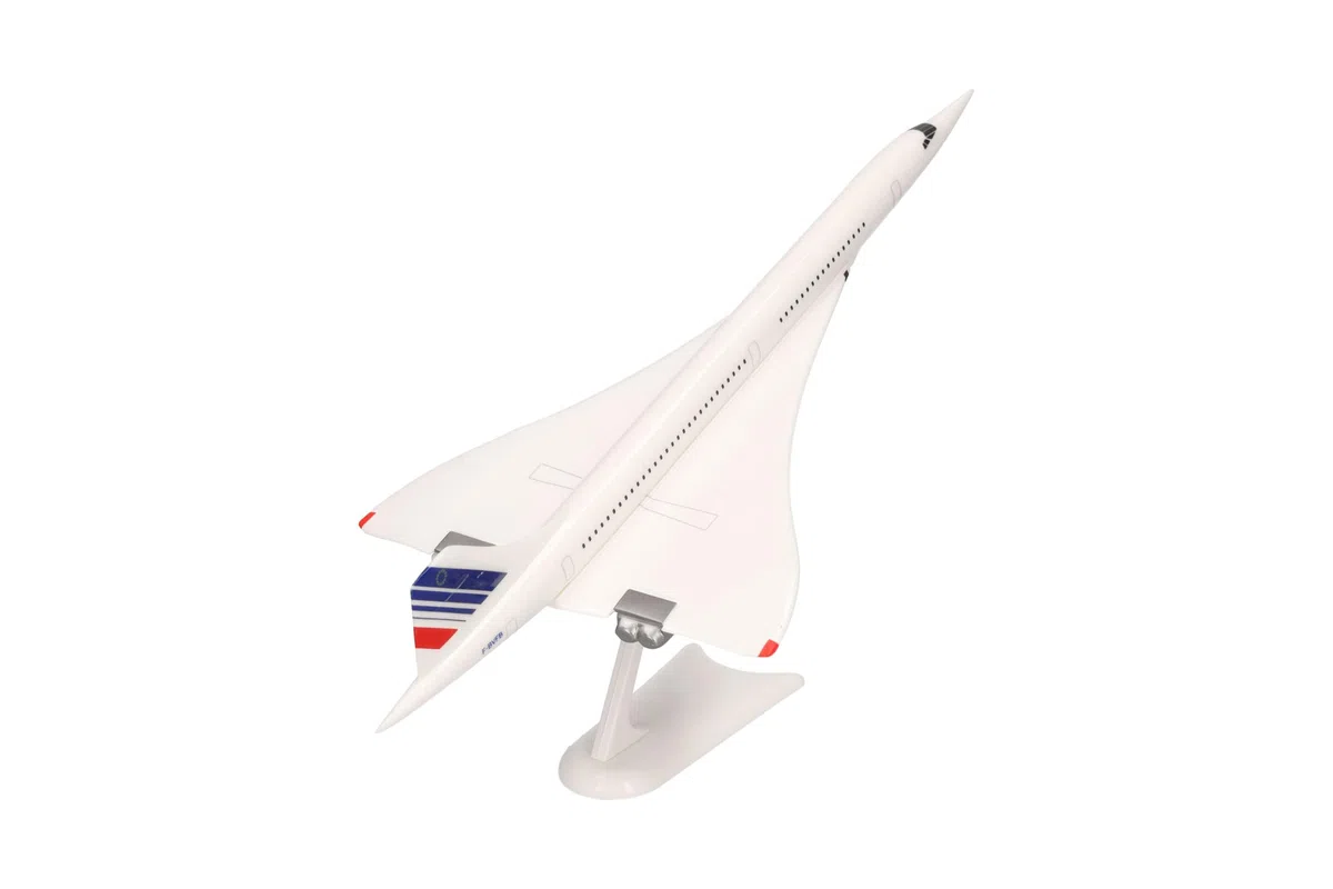 Herpa Maquette Avion Air France Concorde – F-BVFB, echelle 1/200, Snap-fit Model, pièce de Collection, d'avion avec Support, Figurine Plastique