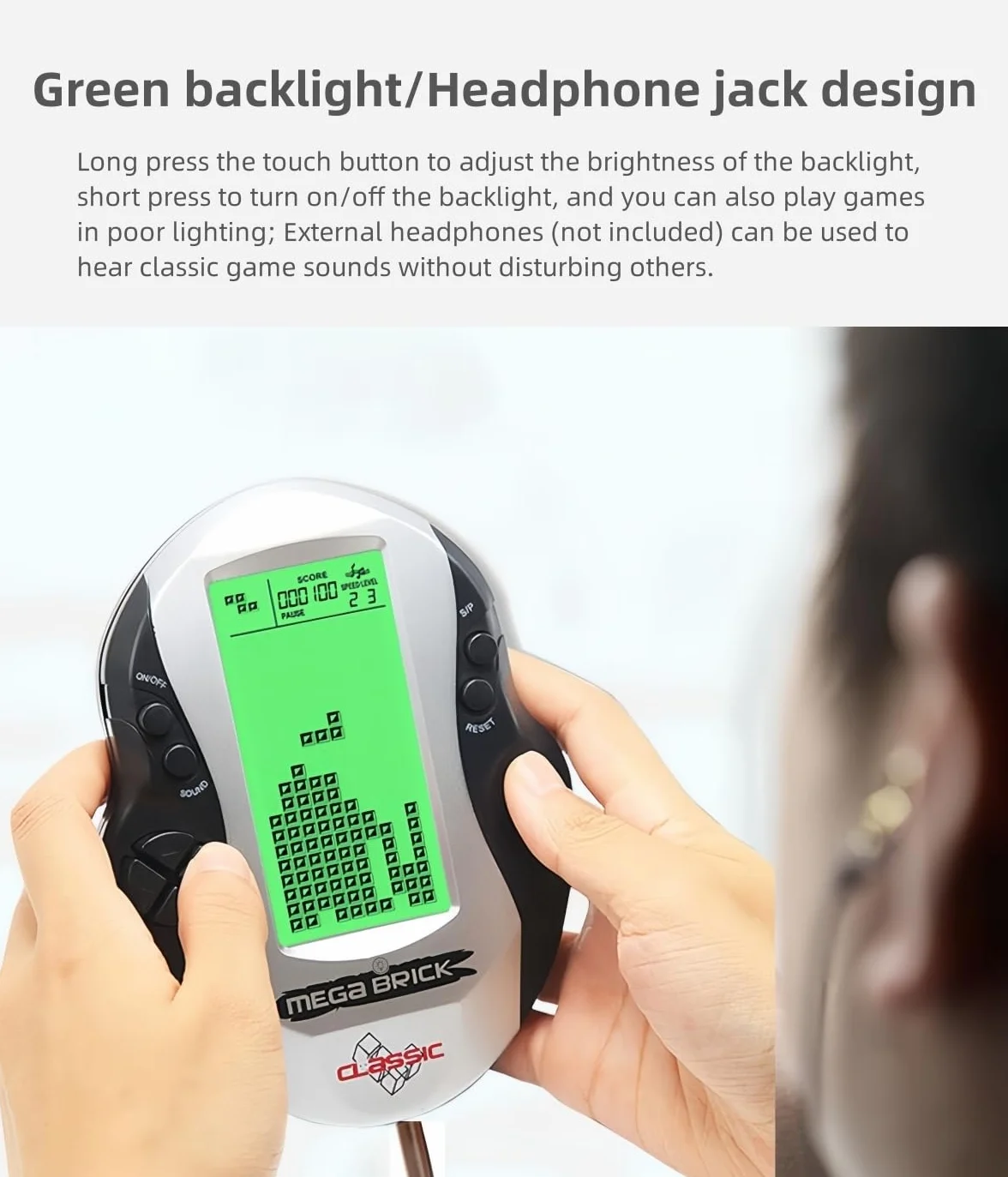 Créatif Bloquer la Console de Jeu Rétroéclairage Vert réglable 26 Jeux de Briques Jeu électronique pour Enfants Rétro Machine de Jeu Portable Jouets Cadeaux pour Enfants/Festivals (Red)
