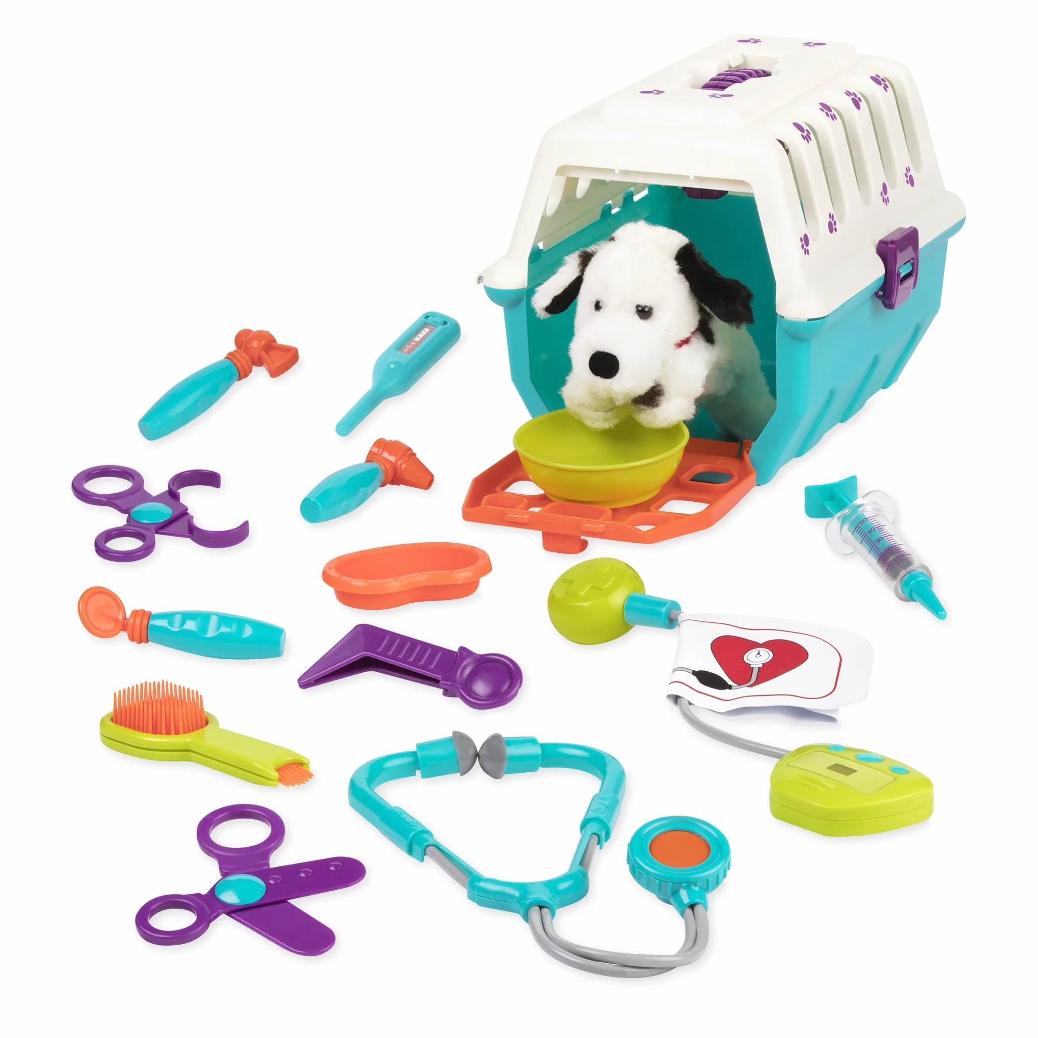 Battat - Kit vétérinaire pour dalmatiens - Jouet Vet pour Jouer à Faire Semblant - Jeu de Soins pour Chiens - Chiot en Peluche et Porte-bébé - Ensemble vétérinaire pour Enfants - 2 Ans et +