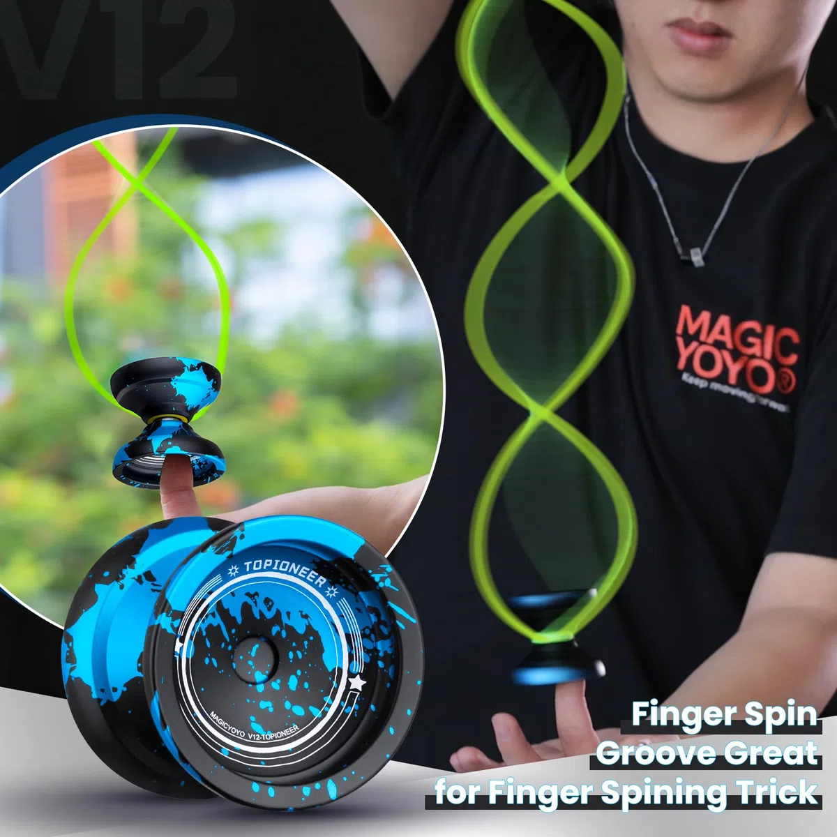 Yoyo JoJo V12 réactif pour enfants de 8 à 12 ans ou plus, Finger Spin Tricks, Yoyo inresponsive pour les professionnels, avec 12 cordes et accessoires complets