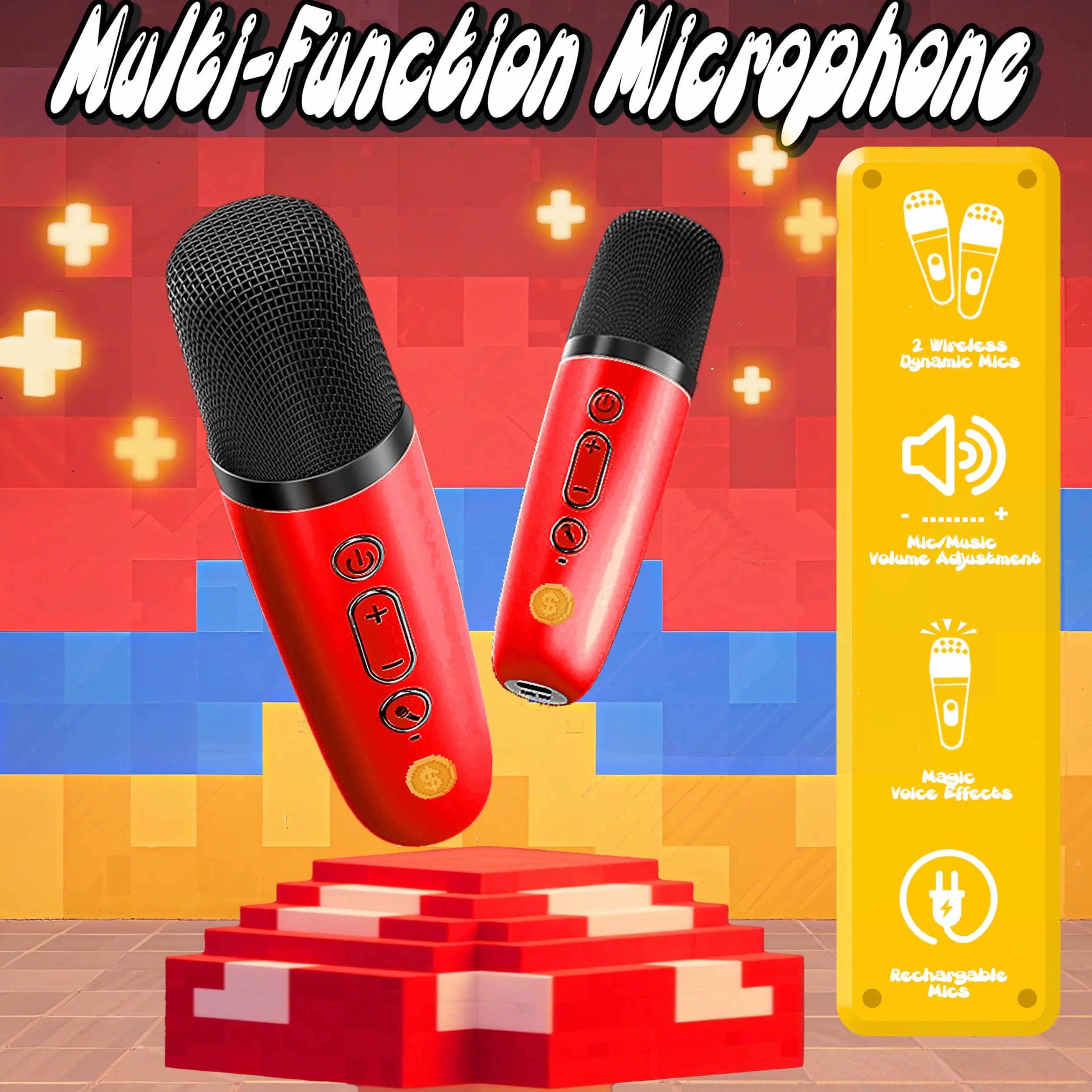 Super Bro Jouets Musicaux pour Enfants, Micro Karaoke Enfant avec 2 Micro sans Fil Bluetooth, Micro Enfant pour Chanter Enceinte Karaoké Enfant Cadeau Garçon Fille 3-10 Ans