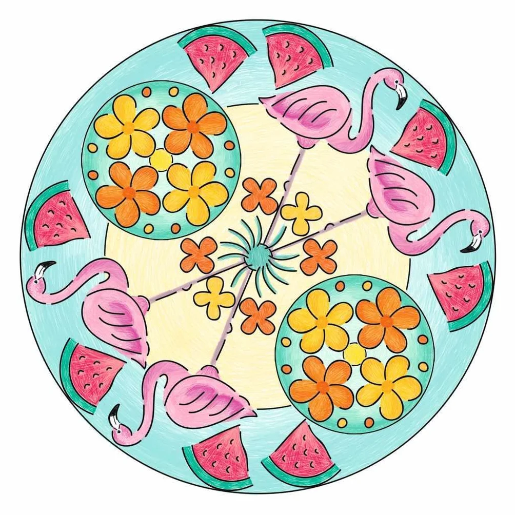 Ravensburger – Mandala Designer – Dessin – Loisir créatif – Pochoirs – Crayons de Couleur Inclus – Flamingo – Flamant Rose – Activité créative – Enfant – Dès 6 Ans – 28518 – Version française