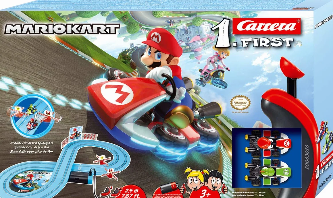 Carrera - 20063026 - Carrera First Nintendo Mario Kart – Circuit de Course électrique avec Voitures Miniatures Mario et Luigi – Jouet pour Enfants à partir de 3 Ans Coloré 20063026