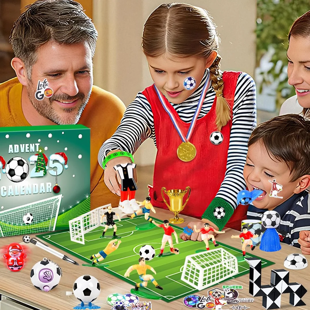 iZoeL Calendrier Avent Football Calendrier de l'Avent 2025 Enfant, Stade de Football Simulé Jouets pour 4 5 6 7 8 9 10 11 12 Ans Garçon Fille, Cadeaux Noel pour Fils Neveu Fille Frères
