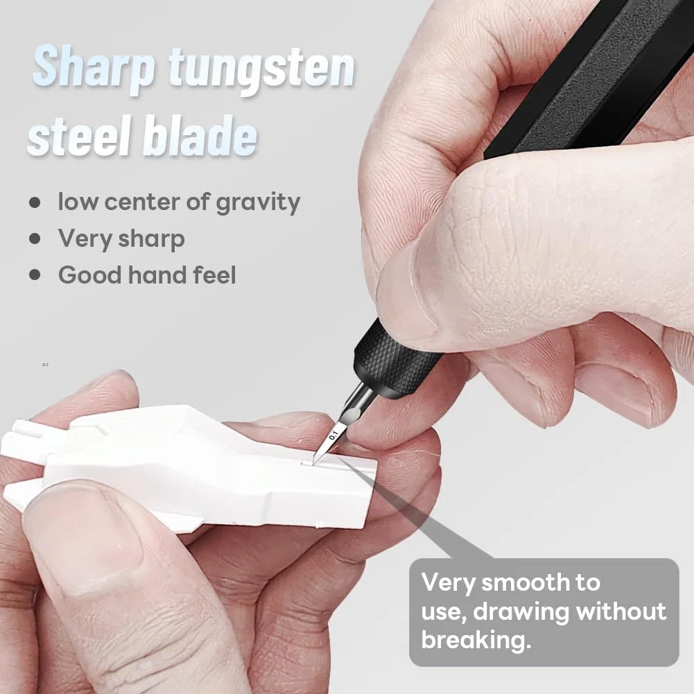 stedi MS-39h-34 Lames à tracer en acier tungstène pour modélisme de loisir, maquette RG, kit de modélisme Gundam, pour tracer une ligne, graver, ligne de panneau, résine, 0.2 mm, noir