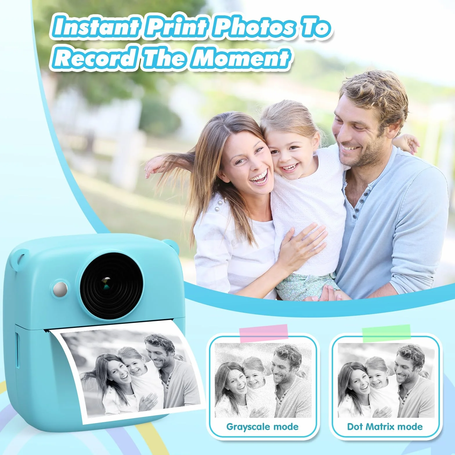 Appareil Photo Instantané Enfant, CalineGam 48MP 1080P Appareil Photo Numérique Enfant avec Carte 32GB & Papier Photo, Noël Anniversaire Cadeau pour Filles Garçons 3-12 Ans (Bleu)