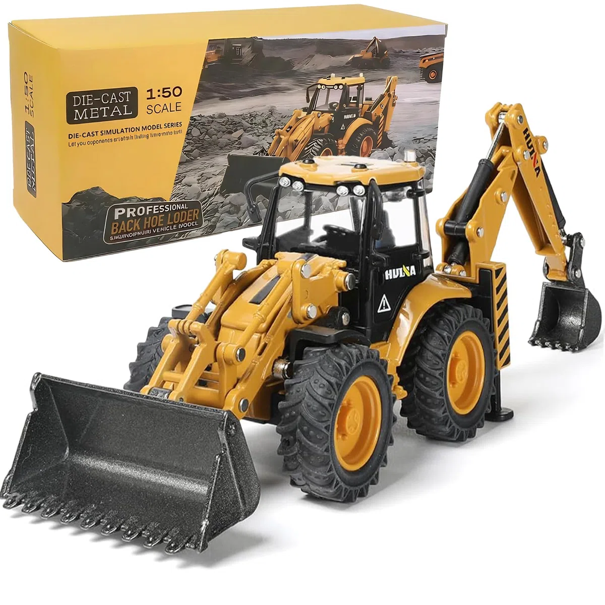 Tractopelle Enfant Modèle Réduit Échelle, Jouets Robustes en Métal Mini Pelle Hydraulique Mobile pour Cadeau Enfant et Collectionneurs