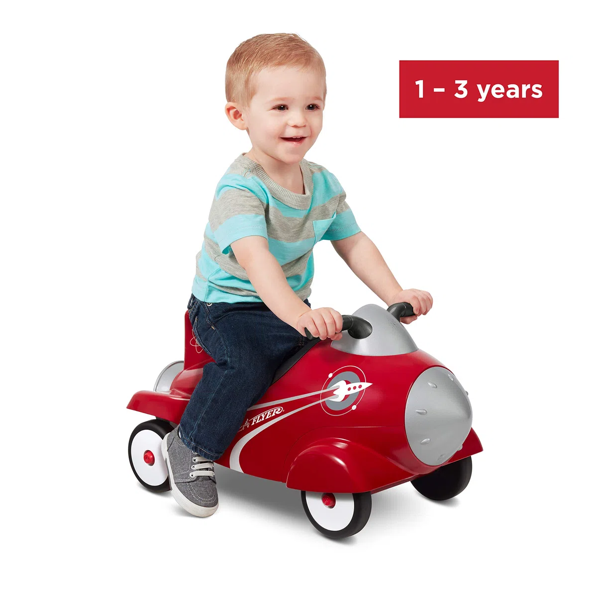 Radio Flyer Fusée rétro, Jouet Rouge à Monter pour Tout-Petits de 1 à 3 Ans
