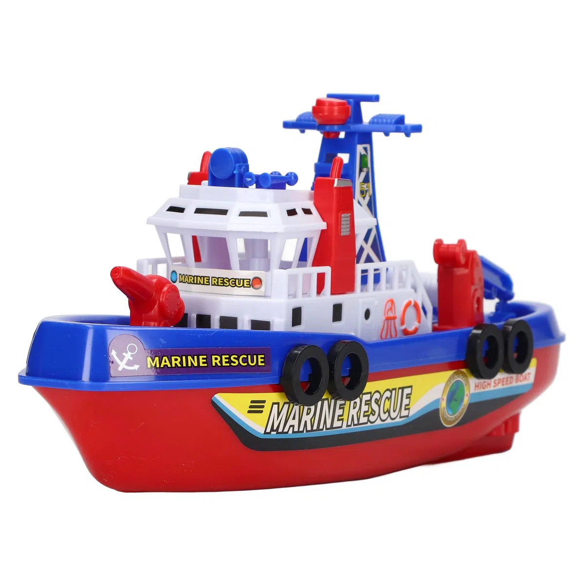 Bateau de pompiers avec pulvérisation d'eau automatique, lumière musicale éducative, bateau de bain électrique pour enfants, jouet pour garçons et filles