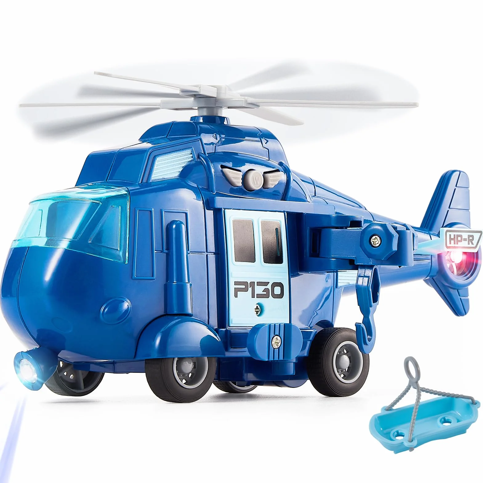 HERSITY Helicoptere Jouet Enfant avec Sons et Lumières Hélicoptère de Sauvetage avec Hélice Pivotant Friction Voiture Jouet Garçon Fille 3 4 5 Ans