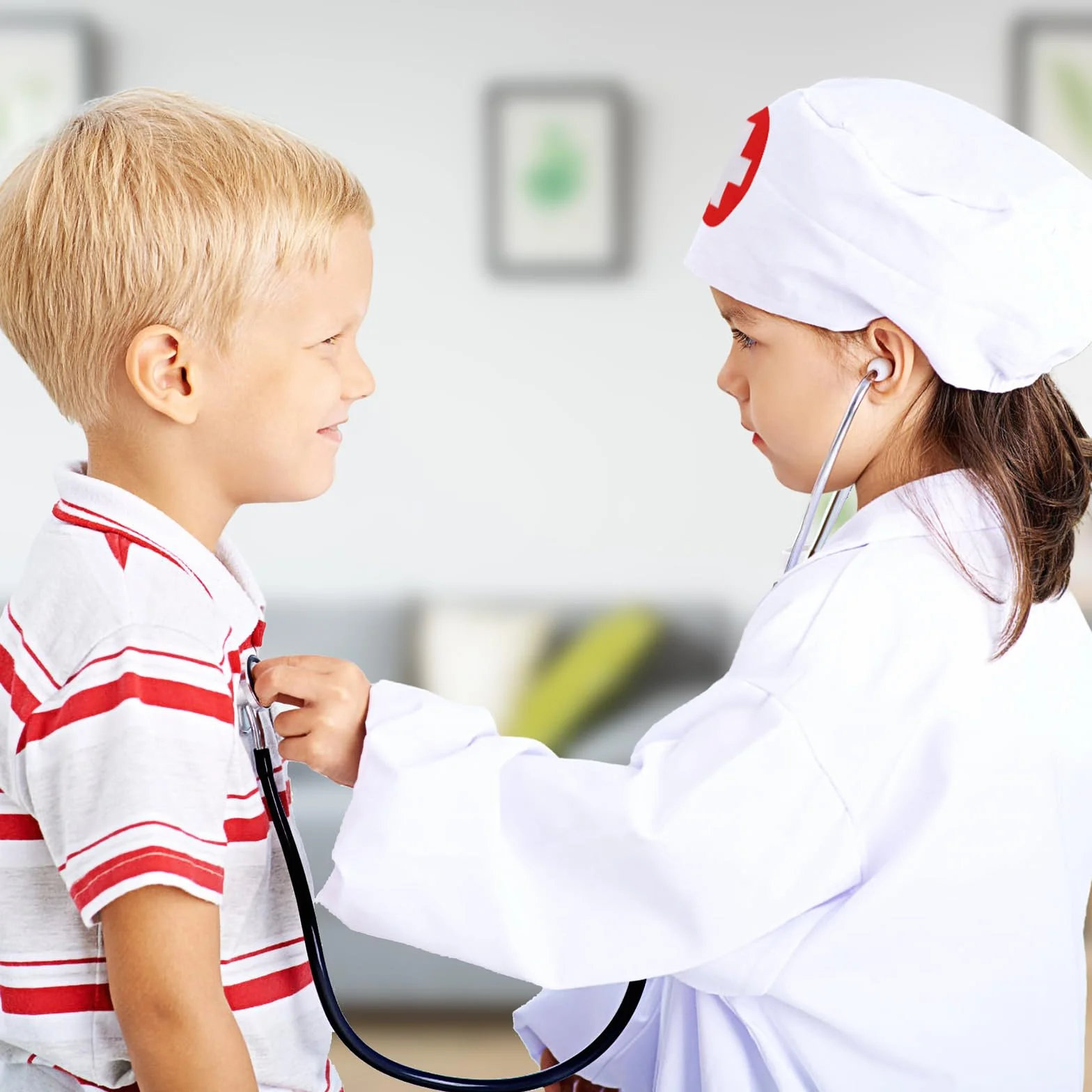 EFO SHM Malette Docteur Enfant, avec Vrai Stethoscope, Thermomètre, Seringue et Plus, Malette Docteur en Bois, Jouet pour Filles et Garçons de 3-6 Ans, Idéal Cadeau