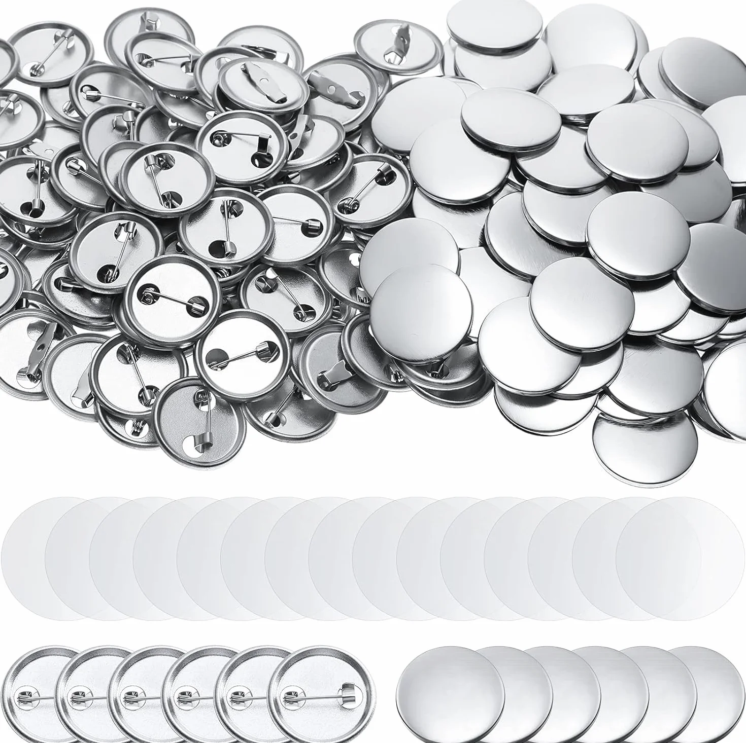 Lot de 200 Faire Ses Badges Personnalisés, Badge Rond Transparent, Set de Faire Ses Badges avec Epingle pour Vêtements Photo Badge Identification Medecin et Infirmiere (25 mm)