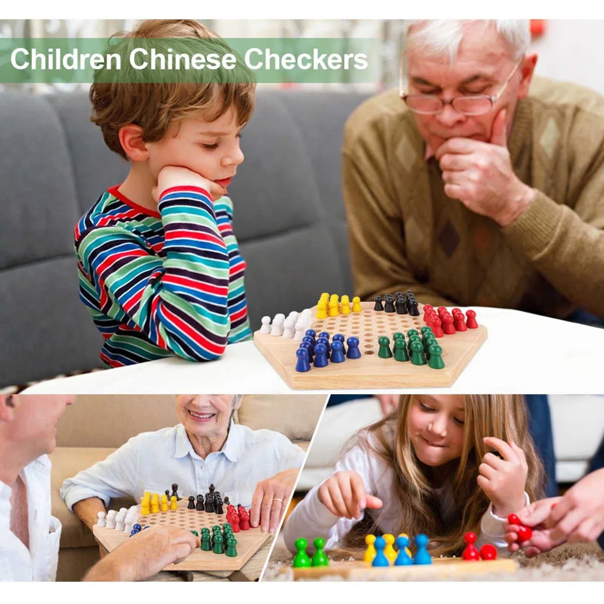Dames en Bois, Jeu de Dames colorées intérieur/extérieur pour Enfants Jeu de société éducatif Dames Chinoises Classique Halma Chinoises Stratégie Jeu de Famille Fournitures D'Échecs Et De Cartes