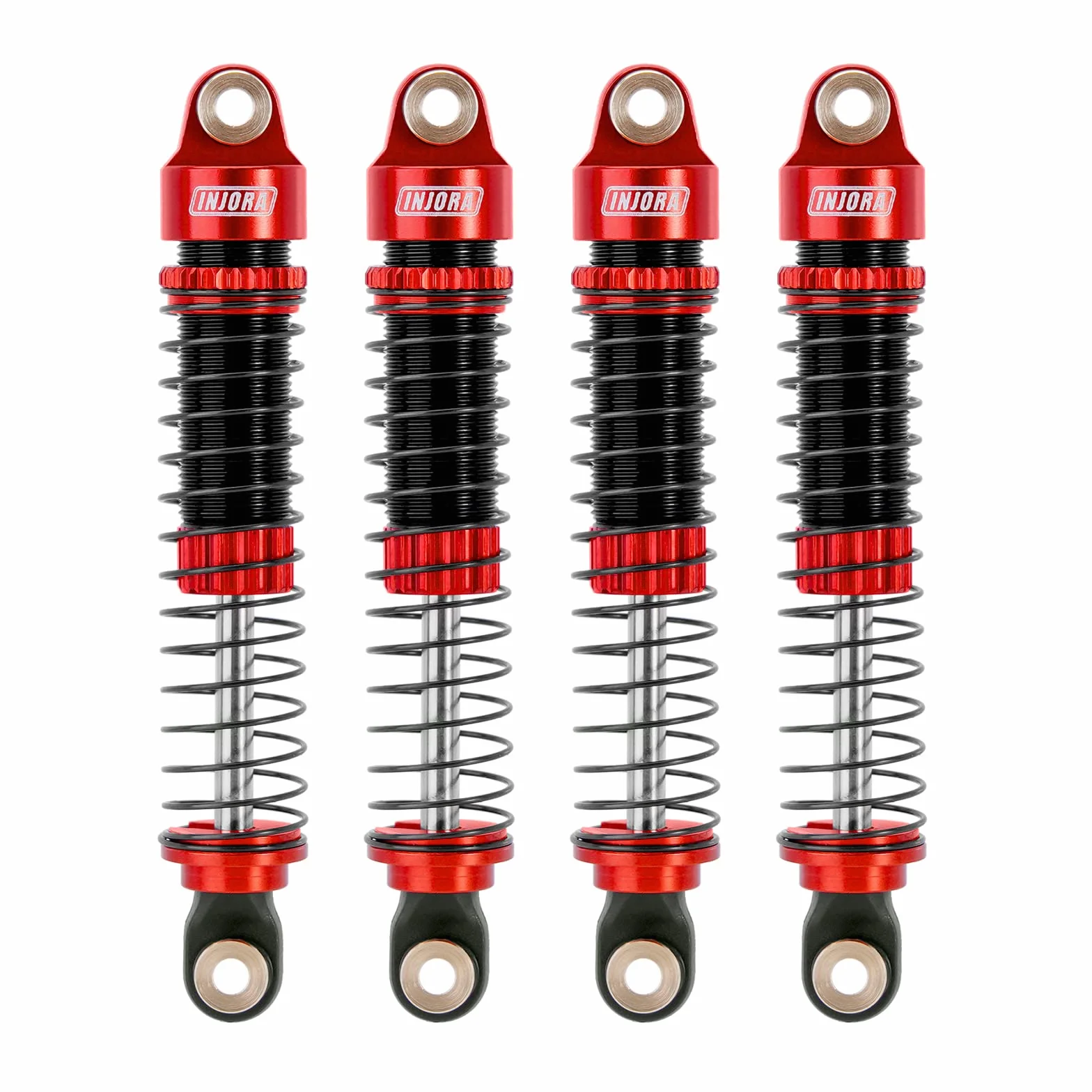 INJORA 59MM Amortisseurs LongThreaded Amortisseur Huile Amortisseur pour TRX4M K10 High Trail Upgrade 1/18 RC Crawler,Rouge