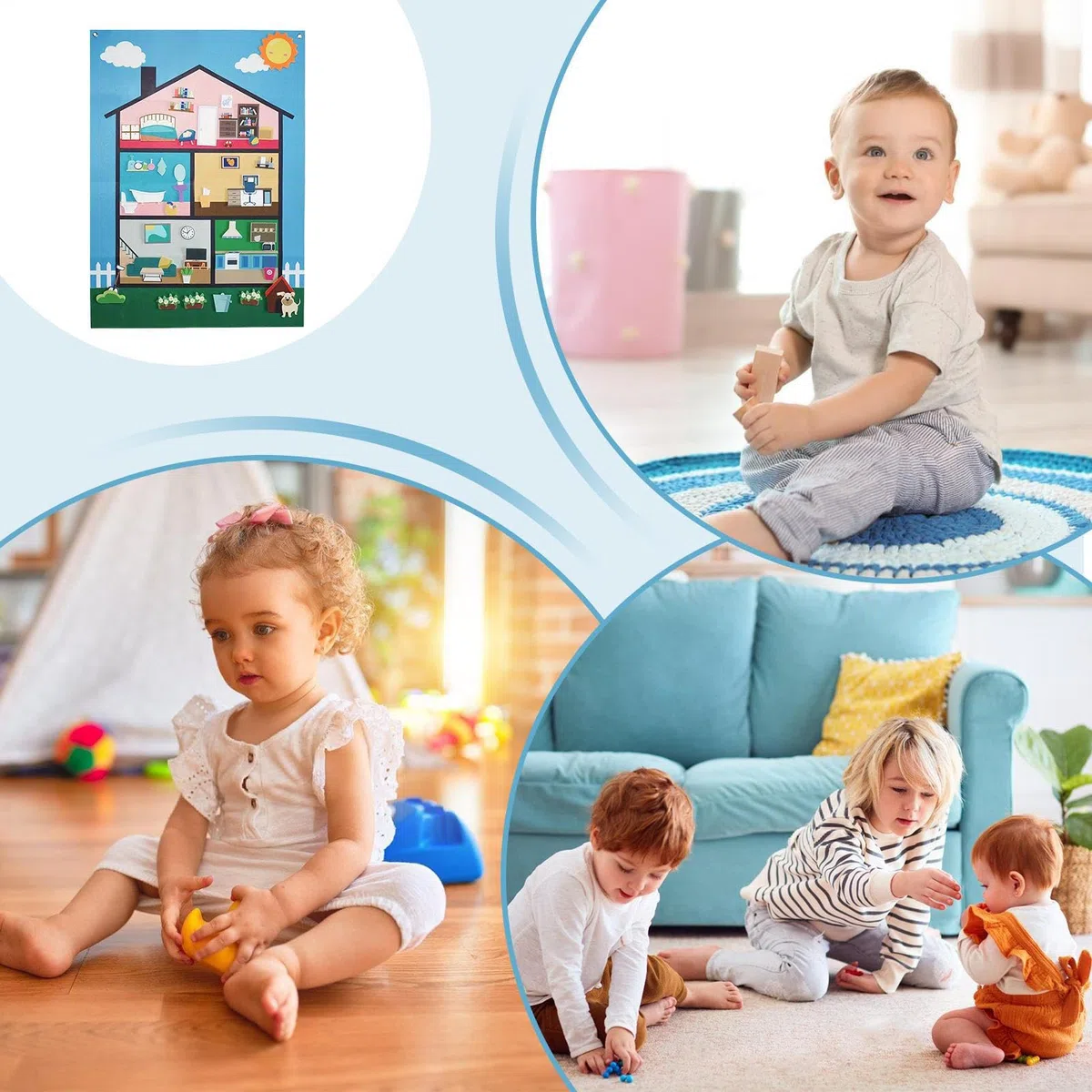 Générique Felt Story Board, Children's Interactive Wall Set, 40.94x29.53 inches Sensory Learning Activity, Reusable Decorative Felt Game, Large Board for Classroom Nursery Preschool Aged 3+