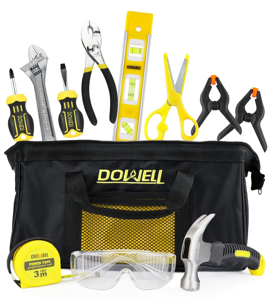 Dowell Kids kit avec de vrais outils à main en métal pour les garçons et les filles, kit d'apprentissage DIY pour les enfants et les adolescents, 8 ans et plus