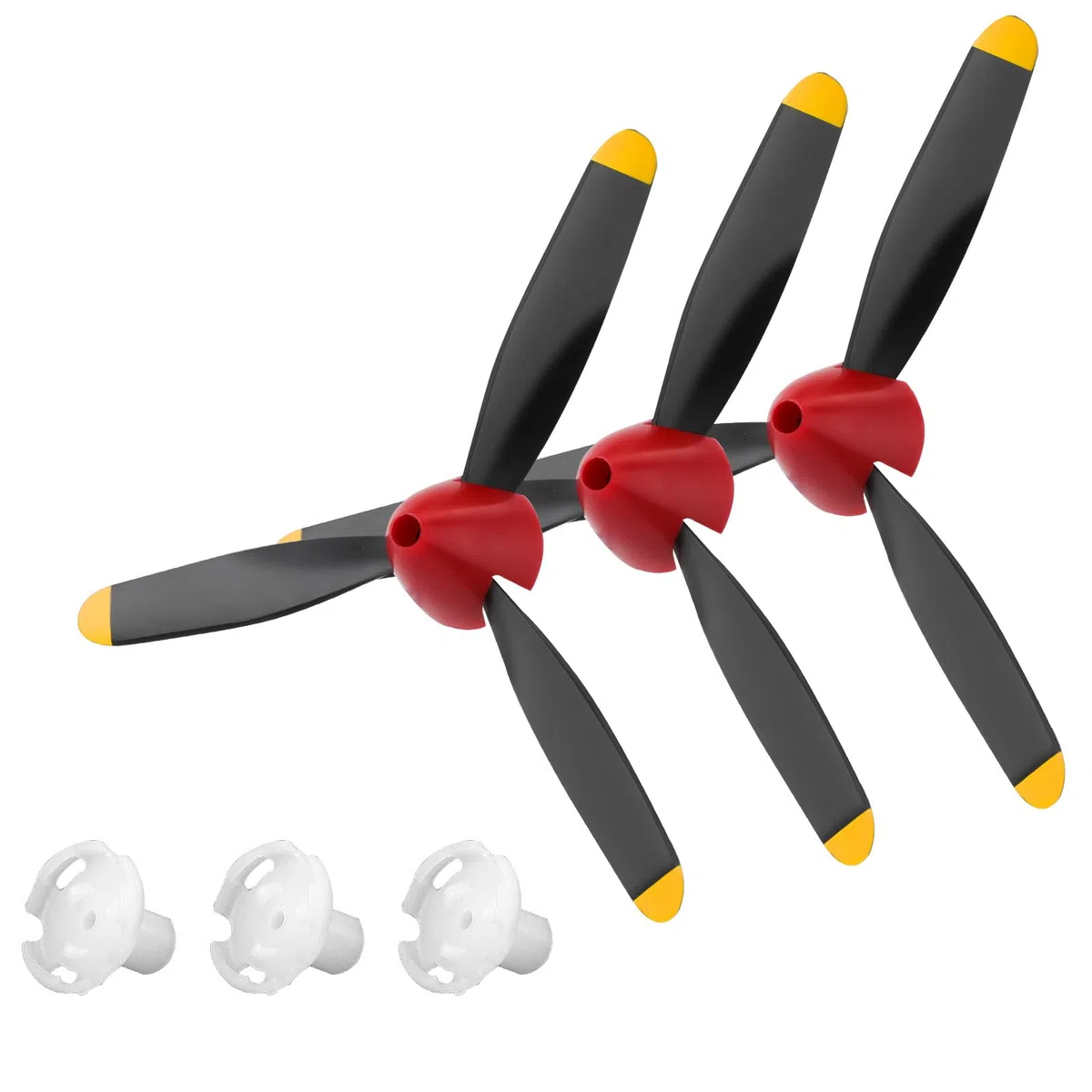 NQEUEPN 3 Ensembles Hélice Avion RC 3 Pales, Pièce d'Hélice Jouet Remplacement d'Hélice d'avion Télécommandé Compatible avec l'Avion Chasse P40 761-13 Avion Radiocommandé, avec Adaptateurs