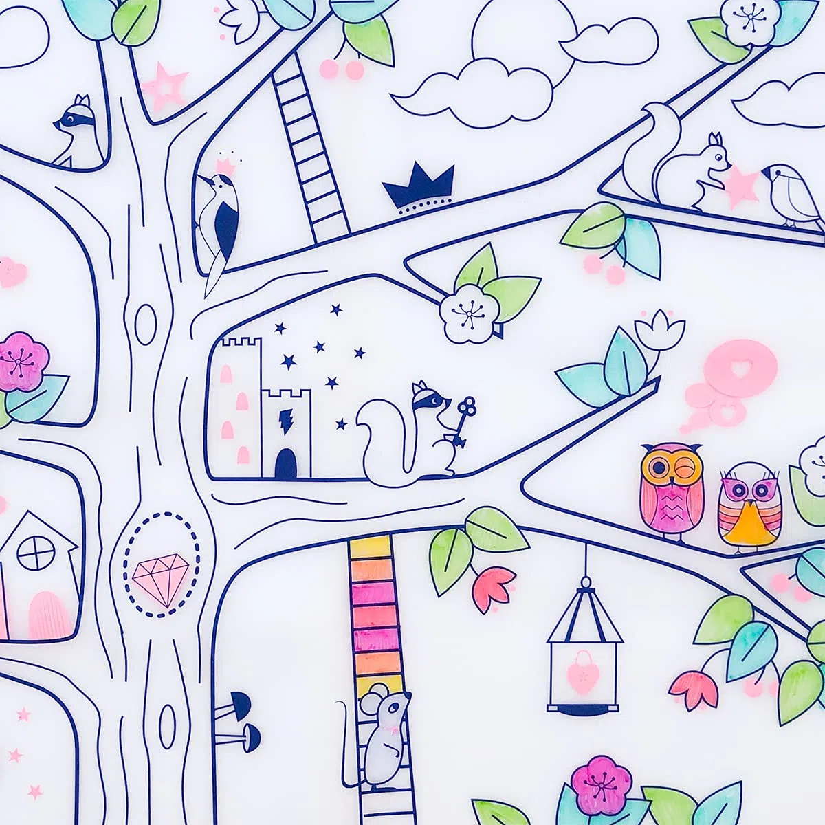 SUPER PETIT - Jeu éducatif - Set De Table éducatif - coloriage réutilisable - Arbre Magique - 5 Feutres Et Bracelet Fournis - Facile à Nettoyer - Réutilisable - Antibactérien - À Partir De 3 Ans