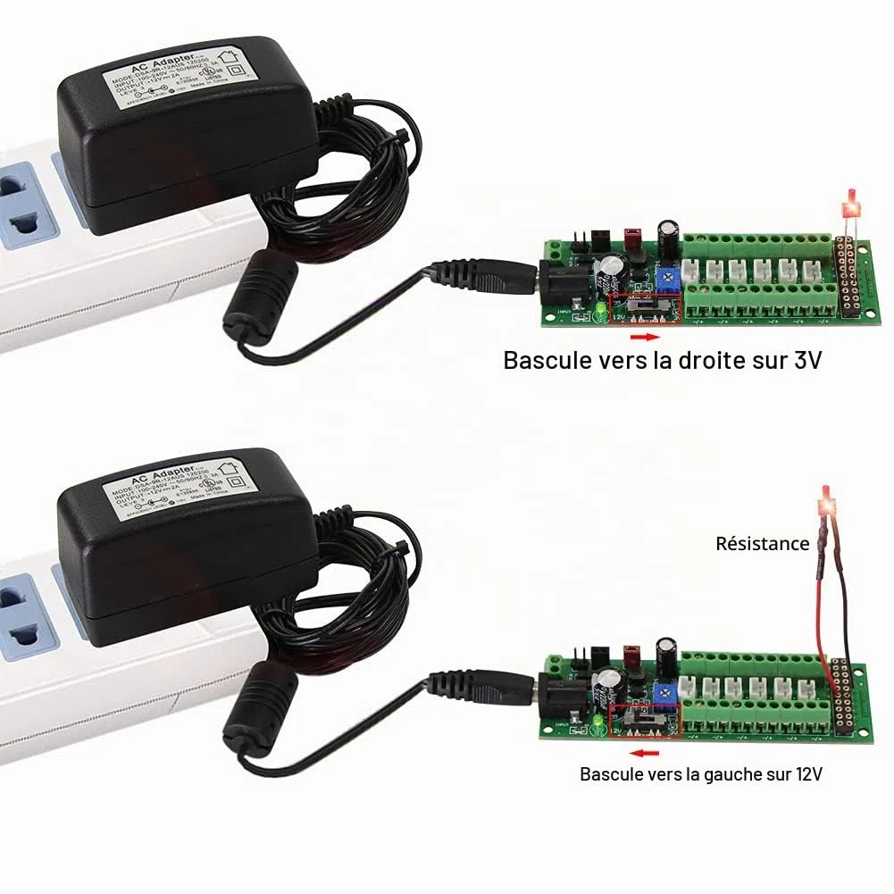 Evemodel PCB012 1set de panneau de distribution d'alimentation auto-adaptable Distributeur HO N O LED Street Light Hub DC AC Tension Train Contrôle de puissance