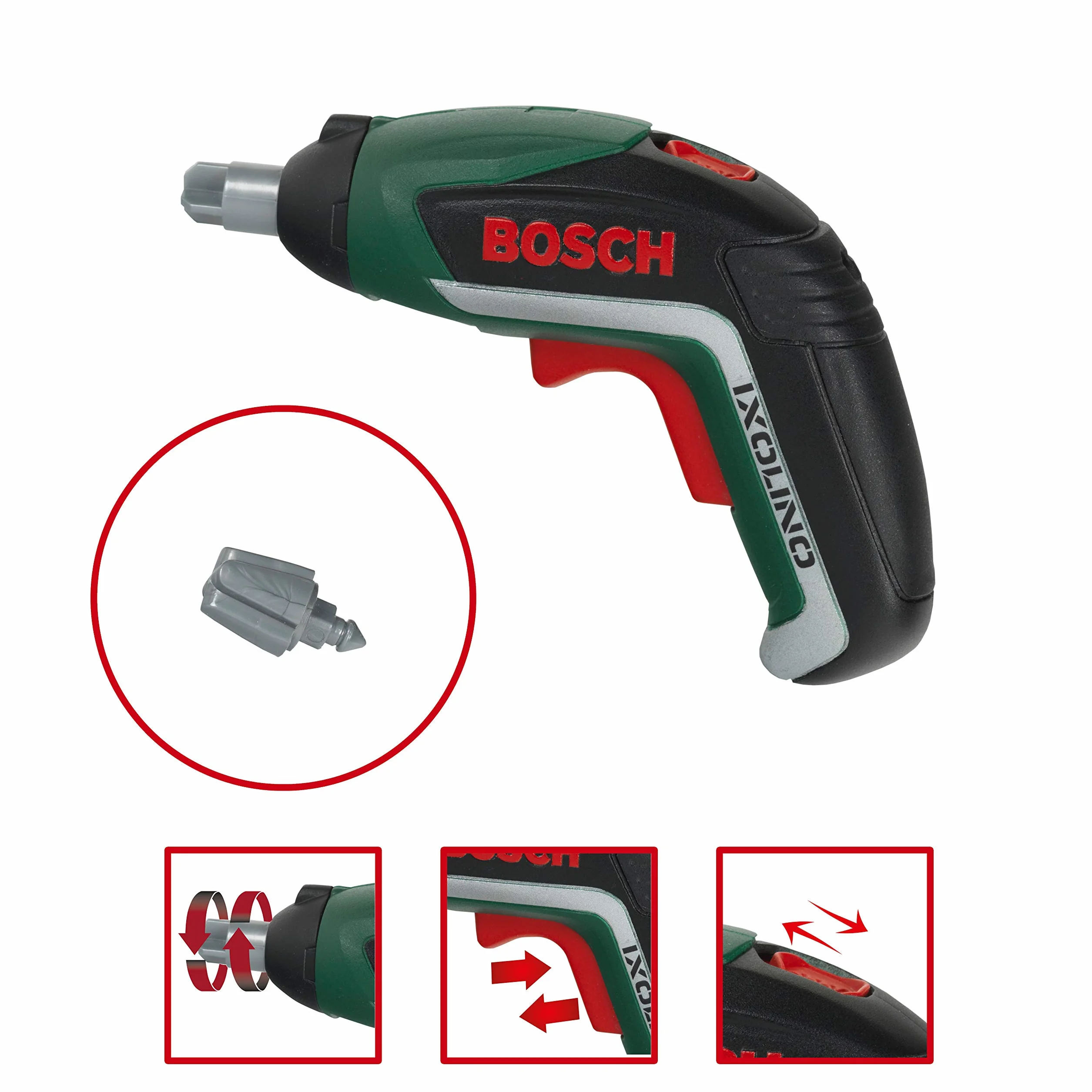 Theo Klein 8394 Mallette Outils Bosch avec visseuse électronique Ixolino II - Nombreux Accessoires : Marteau, Tournevis, clé à molette, vis, etc - Dimensions : 32 x 9 x 26 cm - pour Enfants dès 3 Ans