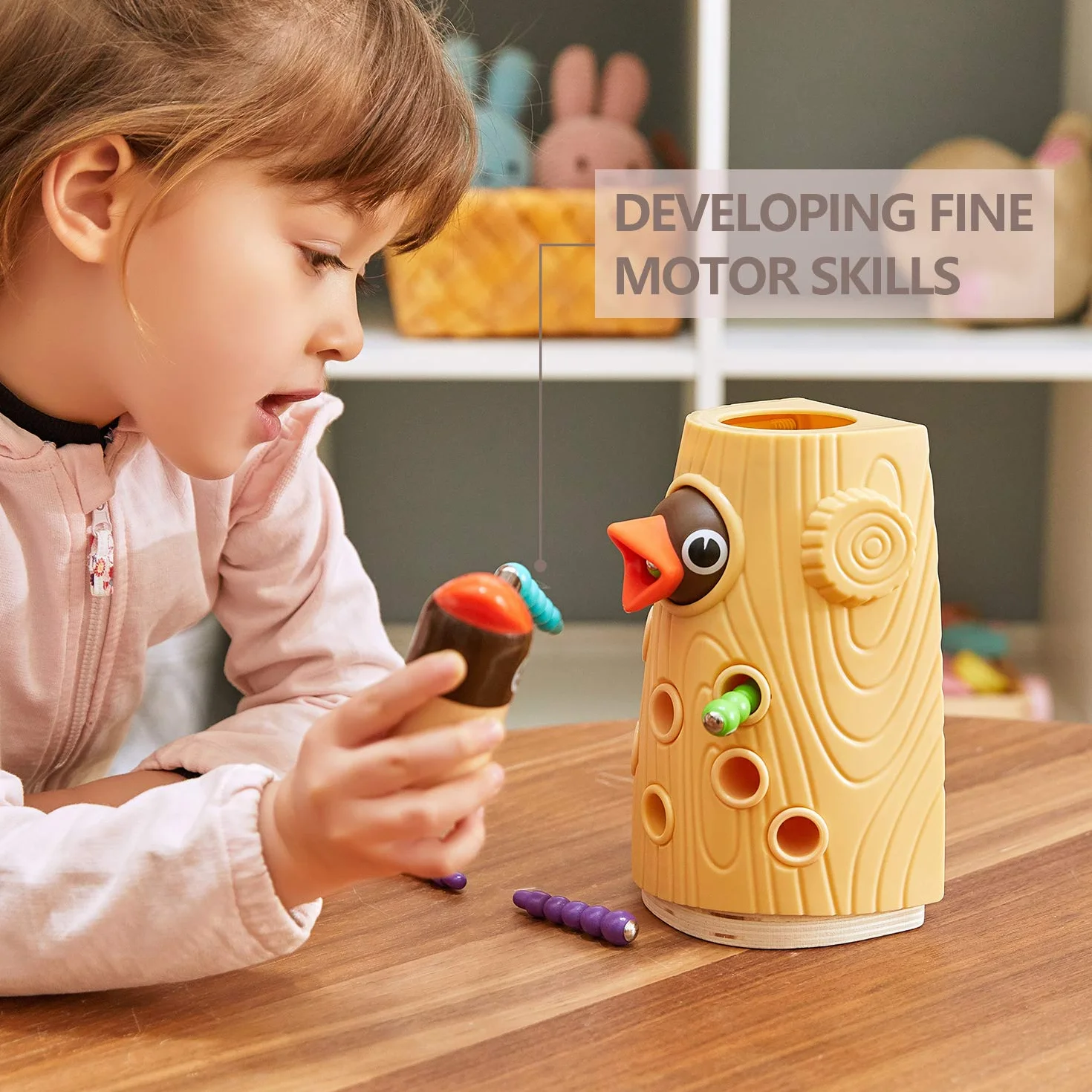 TOP BRIGHT Jeux Magnétique pour Garçon et Fille 2 Ans, Jouet Montessori 1 an à Motricité Fine pour Cadeau d'anniversaire d'enfant 3 Ans, Jeu de Pic à Nourrir avec Insectes