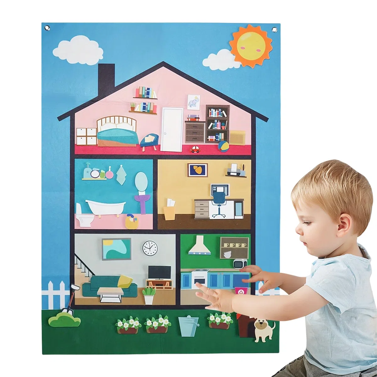 Générique Felt Story Board, Children's Interactive Wall Set, 40.94x29.53 inches Sensory Learning Activity, Reusable Decorative Felt Game, Large Board for Classroom Nursery Preschool Aged 3+