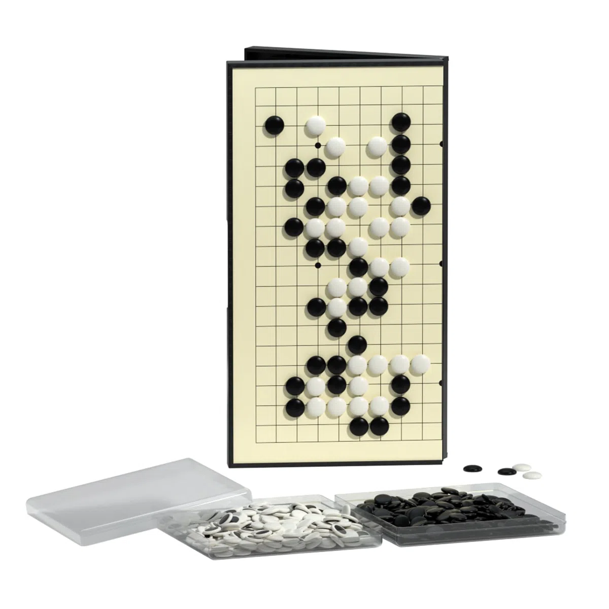 Jeu de Go, 29 cm, 19 x 19, Pierres magnétiques avec Plateau Pliable, Format Portable et de Voyage