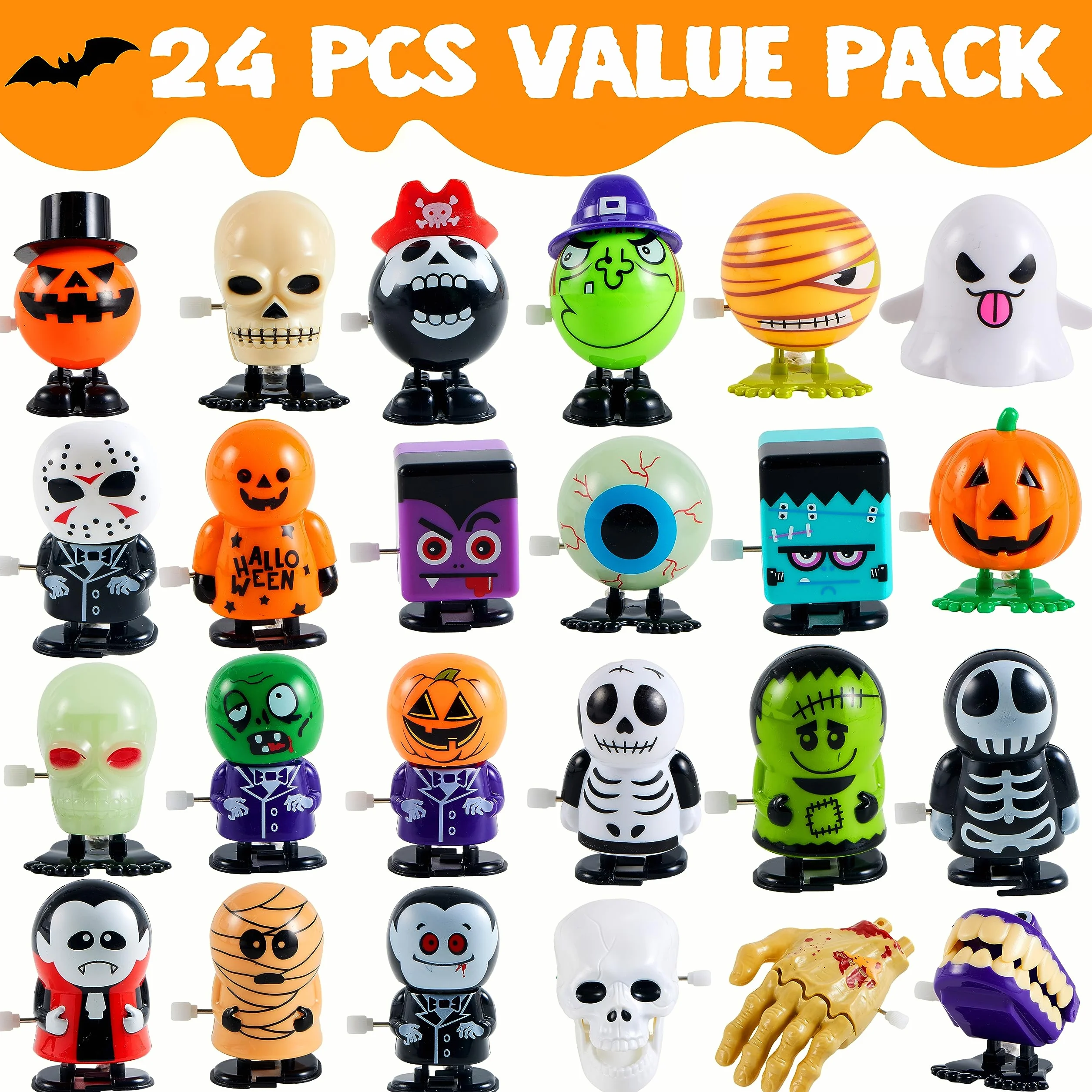 JOYIN Lot de 24 Jouets à remonter pour Halloween - Assortiment de 24 pièces