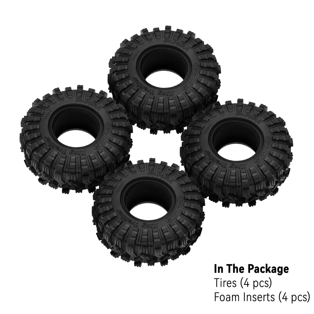 INJORA 1.55" Pneus de Roue — Pneus Tout-Terrain King Trekker pour Voiture RC Crawler Axial AX90069 UTB18 MST JIMNY, T1514