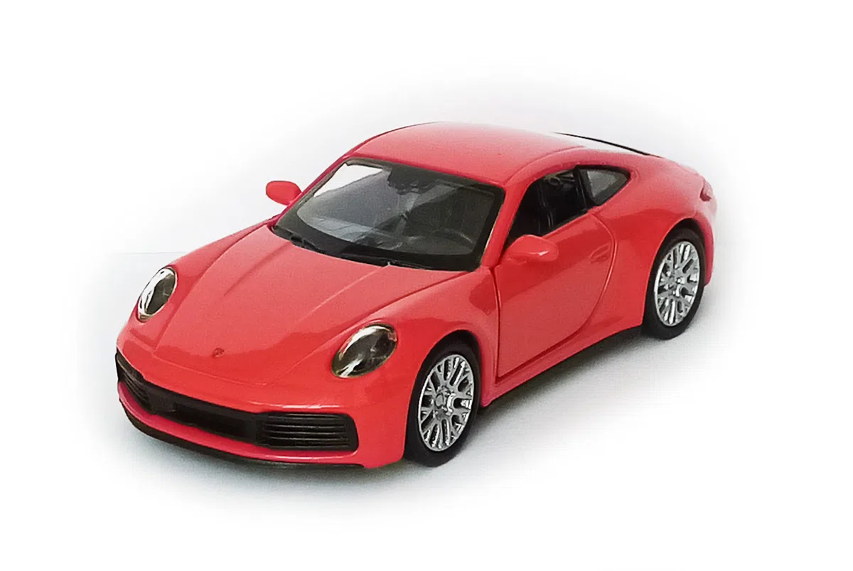 Porsche 911 Carrera 4S Voiture de sport en métal modèle miniature modèle de voiture 4-couleurs cadeau pour enfants 85 (Rouge)