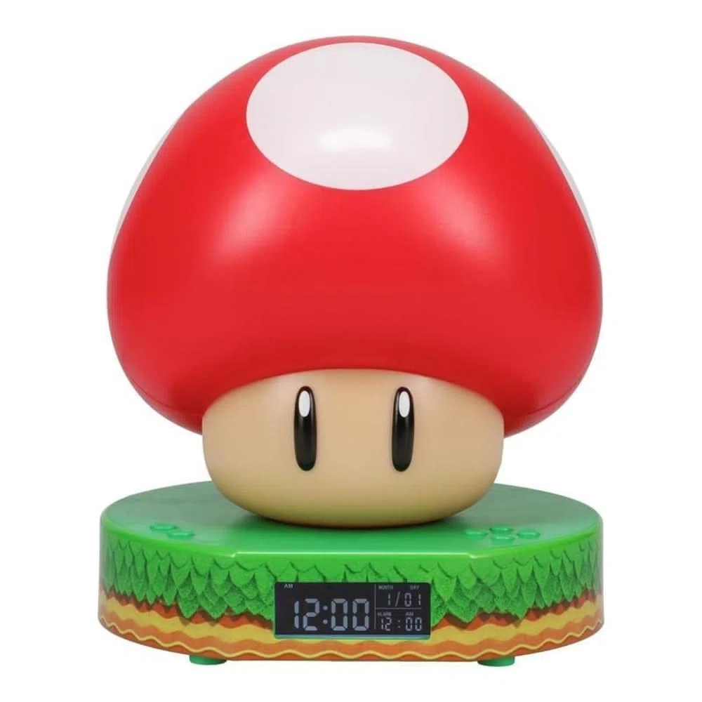 Paladone Réveil Digital Champignon Super Mario Brothers - Marchandise Nintendo Officielle, Sons de Power Up, Réveil pour Enfants & Accessoires de Chambre