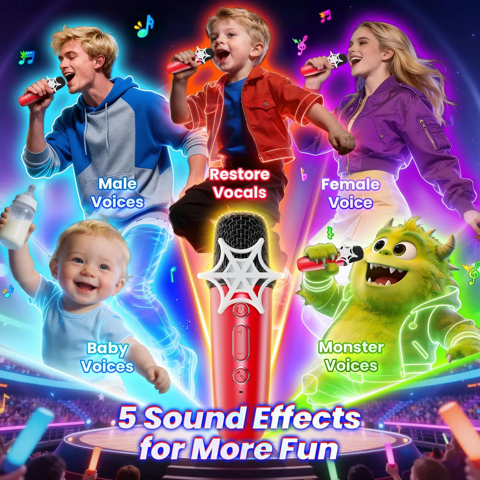 Micro Karaoke Enfant, Cadeau Garçon 3-12 Ans Jouet Garçon 3-12 Ans Micro pour Chanter avec 2 Mic sans Fil Bluetooth Enceinte Karaoké Cadeaux de Pâques & Anniversaire pour Enfants