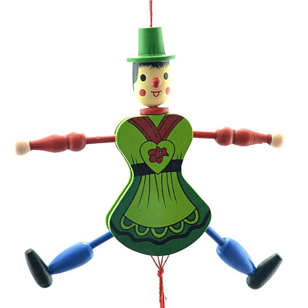 Marionnette à Tirer en Bois, Jouets de Poupée, Décorations Amusantes à Suspendre pour Enfants et Adultes, Lot de 4, 18 Cm, Couleur Aléatoire, Ornement de Mode Classique pour Arbre et Mur
