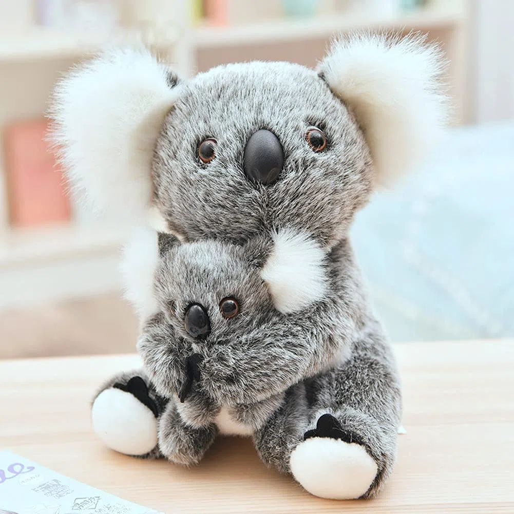 Koala Peluche Doux Koala Ours Mama et Bébé pour Enfants Filles Poupée Chiffon en Peluche Mignon Poupon Koala Adorable Jouet de Sommeil Poupée Cadeaux pour Fête Anniversaire Noël Décoration 28cm