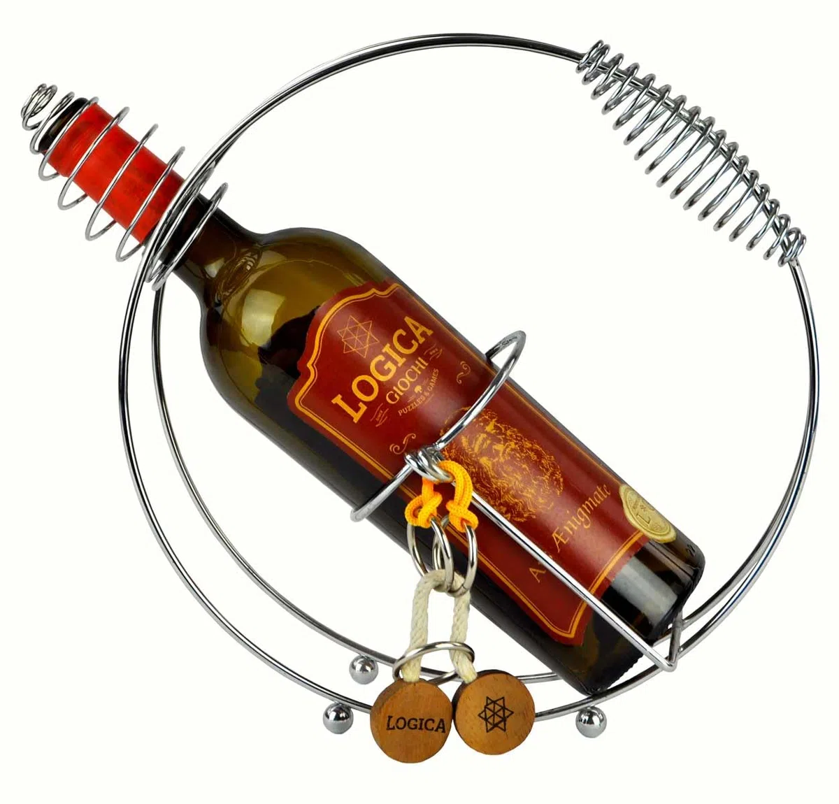 Logica Jeux Art. Non pour Alcooliques Métalliques - Casse-tête Porte-Bouteille en Métal - Difficulté 4/6 Extrême - Collection Leonardo da Vinci