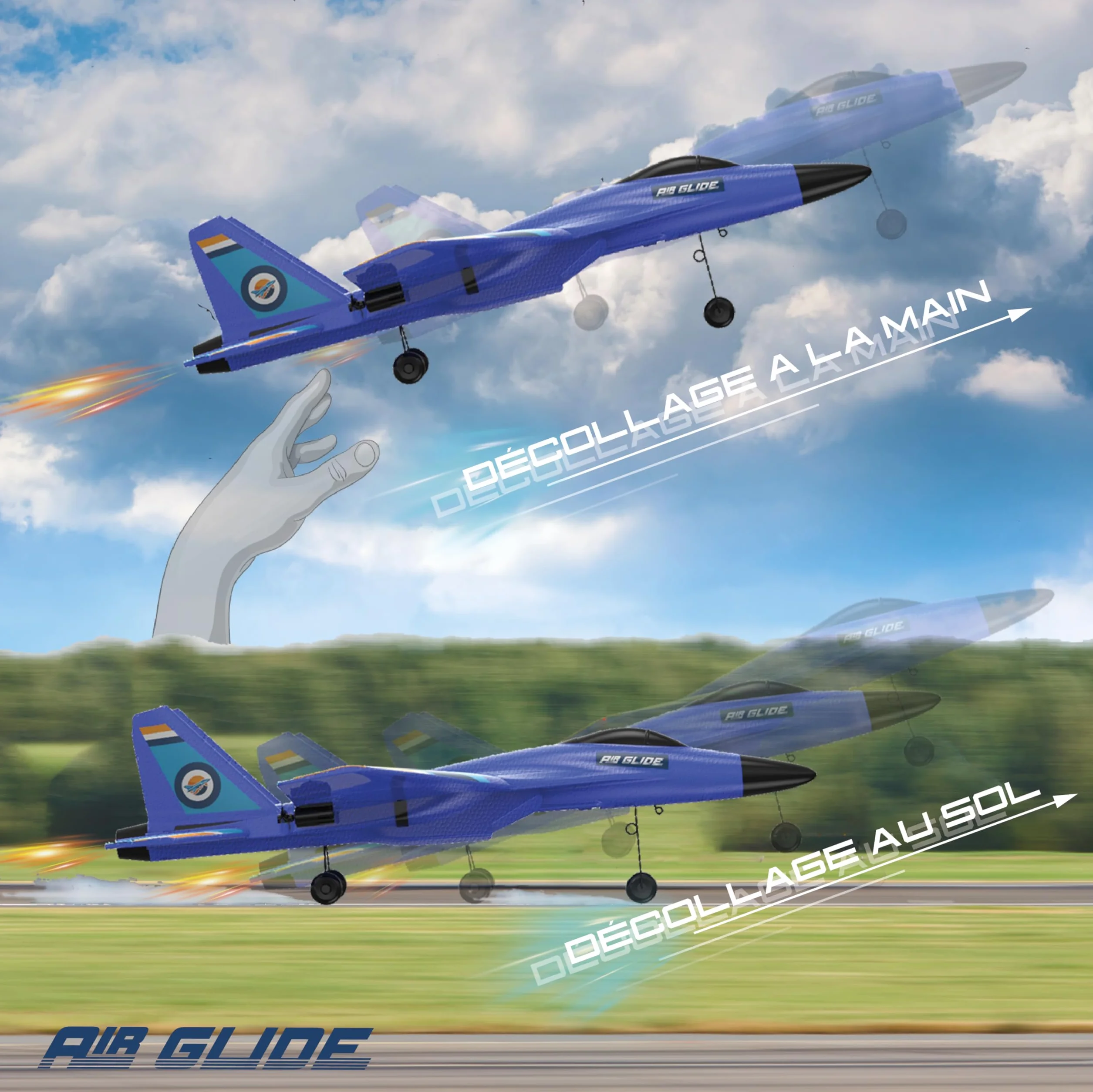 Avion de Chasse Télécommandé SU-35 - Jouet pour Enfant - Nez Anti-Collision Incassable - Avion Rc radiocommandé Flexible et Indestructible - Planeur Facile à Piloter 2,4 GHz - 300m de portée