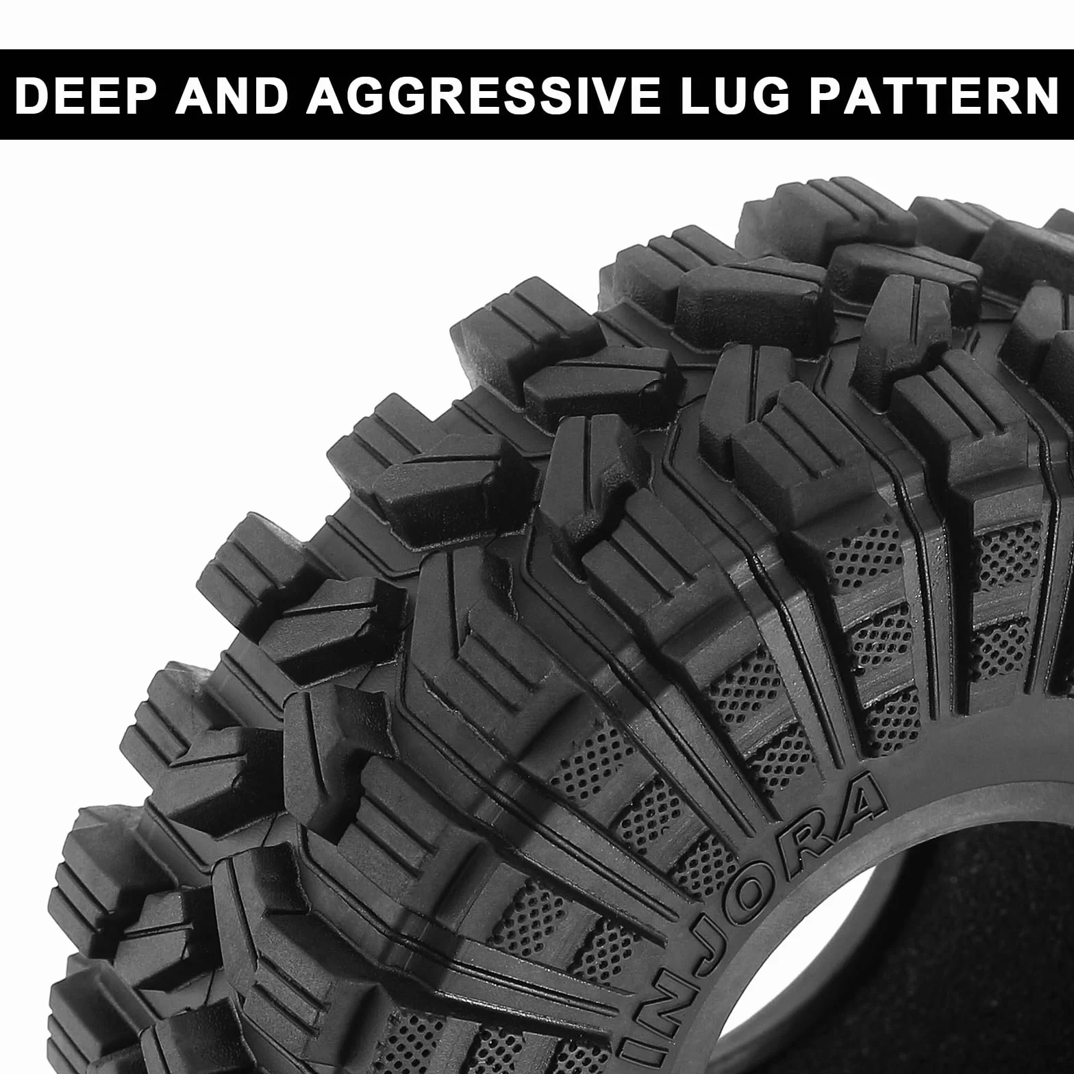 INJORA 1.9 Pneus Tout Terrain King Trekker S5 pour TRX4 SCX10 Amélioration RC Crawler 1/10 (118 * 42mm)