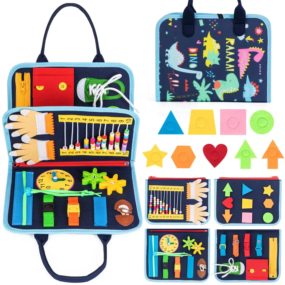 Busy Board Montessori, Tableau Montessori Jouets d'activité et de Développement, Livre Montessori 1 an, Jeux Educatif Apprentissage Préscolaire, Motricité Bébé pour Enfants 1 2 3 4 Ans (Bleu)