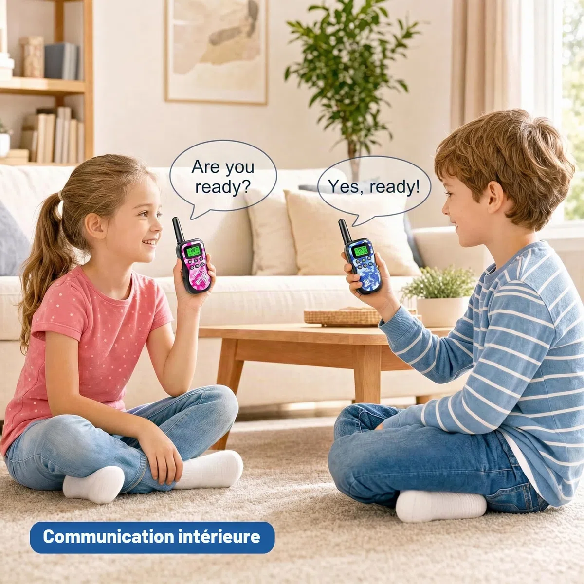 JUAUO 3PCS Talkie Walkie Enfants Rechargeable, 8 Canaux Radio à 2 Voies Talkie-Walkie Longue Portée 3 KM, Cadeaux d'anniversaire pour Garçons Filles, Jouets de Plein air pour Enfants de 3 à 12 Ans