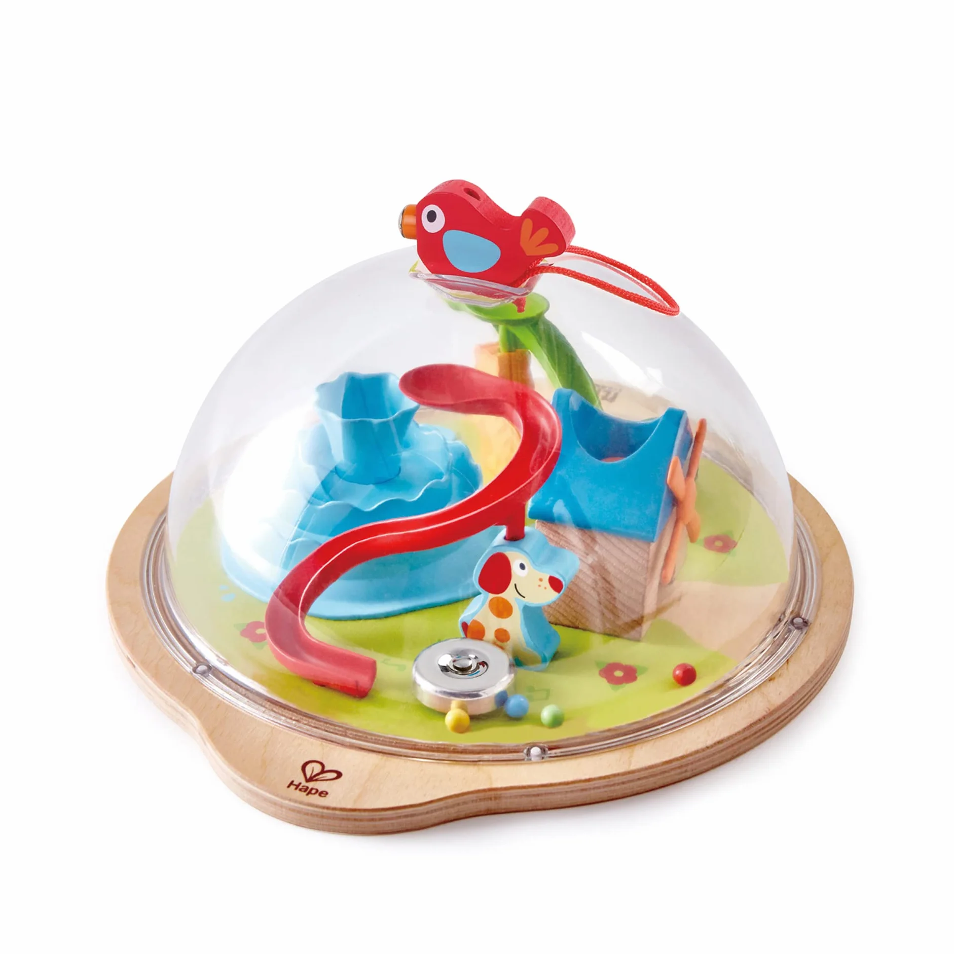 Hape Globe-Aventure de la Vallée Ensoleillée, Jouet 3D avec Labyrinthe Magnétique, Jouet pour Enfant avec Coupole Transparente, Personnages et Accessoires