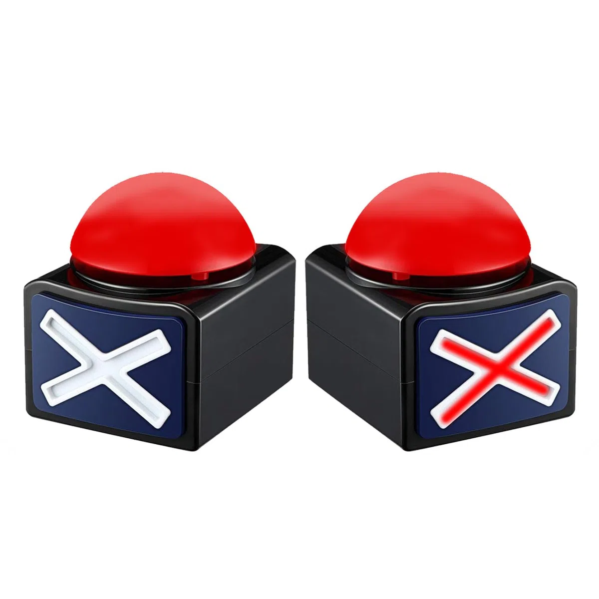 Lot de 2 boutons de buzzer avec lumière et son - Bouton de jeu parent-enfant - Buzzer de jeu