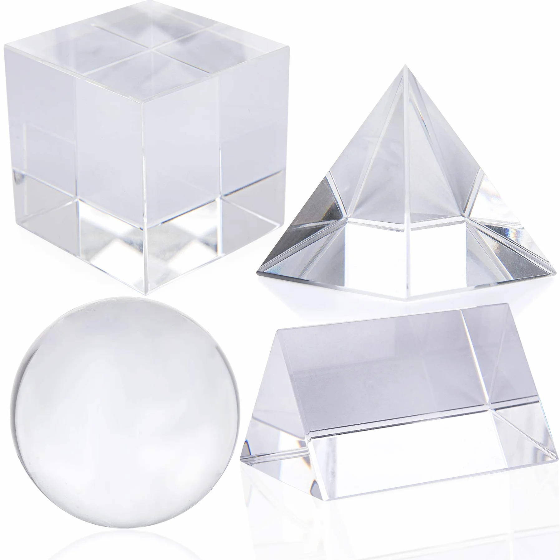 H&D Hyaline & Dora K9 Lot de 4 prismes de photographie optique en cristal 50 mm Boule de cristal Cube Prisme Pyramide