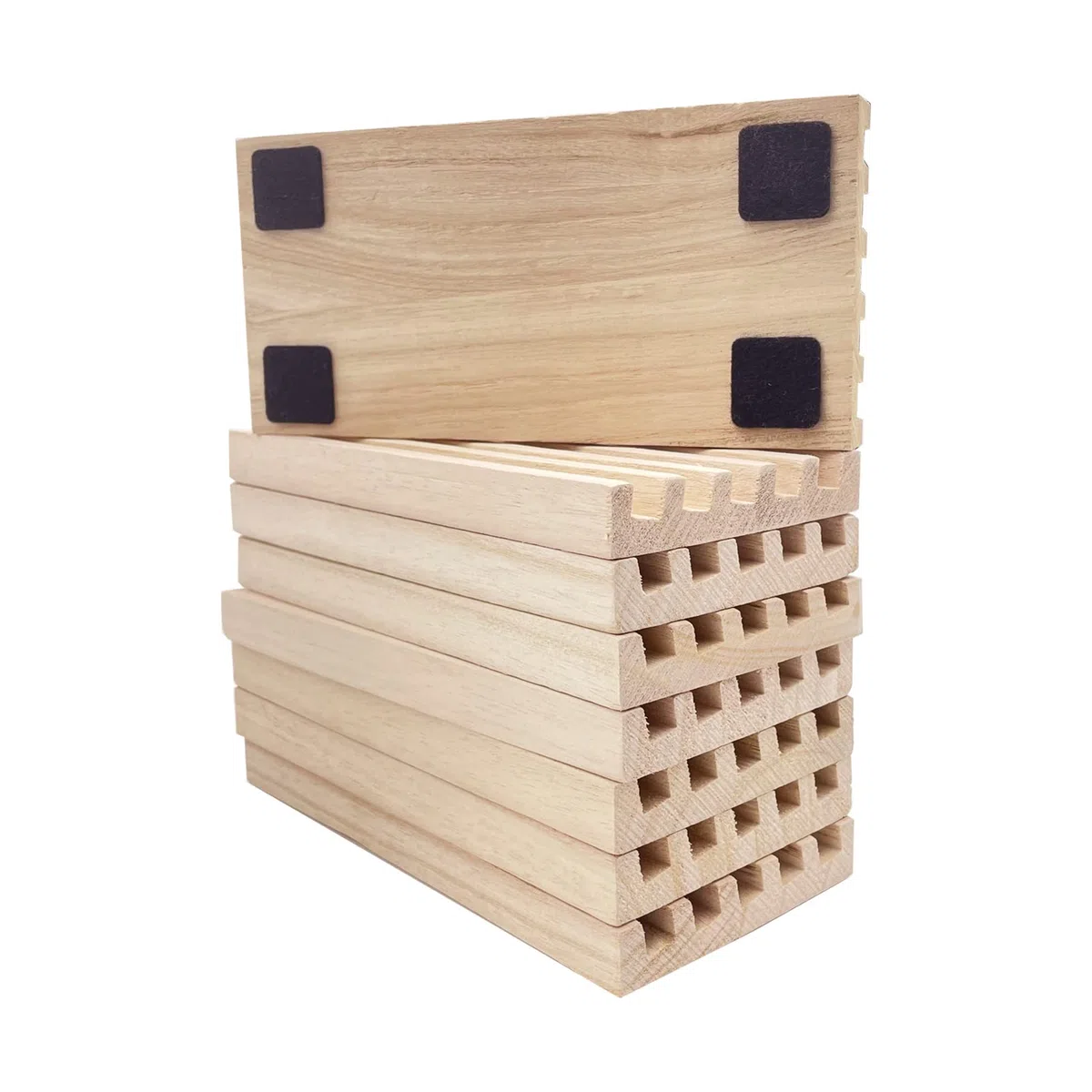SUTIMSHE Lot de 8 plateaux de domino en bois naturel pour trains mexicains, supports de tuiles de domino, support double pour 12 carreaux, poulet et autres jeux de dominos, dominos non inclus