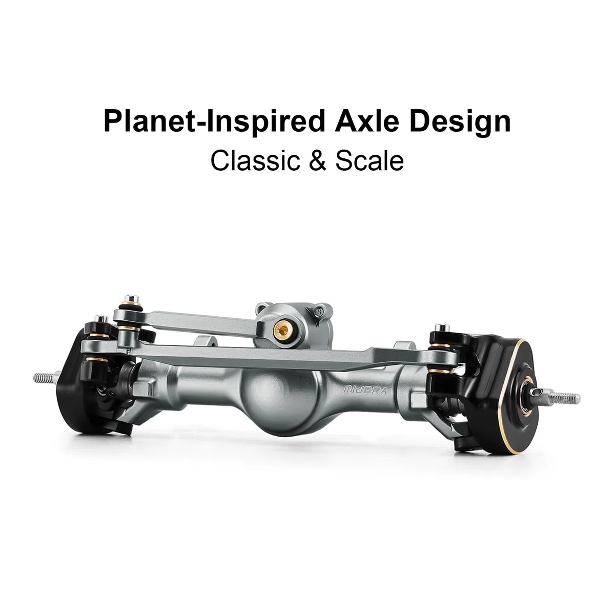 INJORA +4mm Essieux Planet de avec Arbres à Double Articulation et Phalanges de Direction en Laiton pour Mise à Niveau 1/24 Axial SCX24 (Titane)